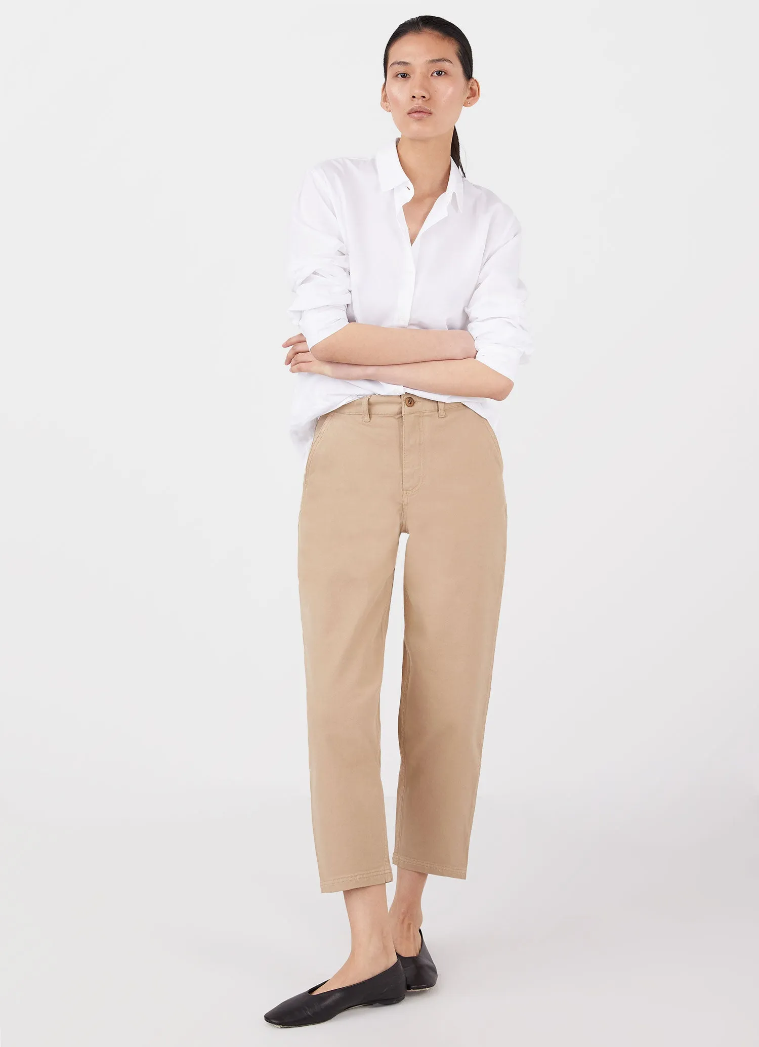Women's Cotton Tapered Trouser in Stone sold by Sunspel product image thumbnail 3