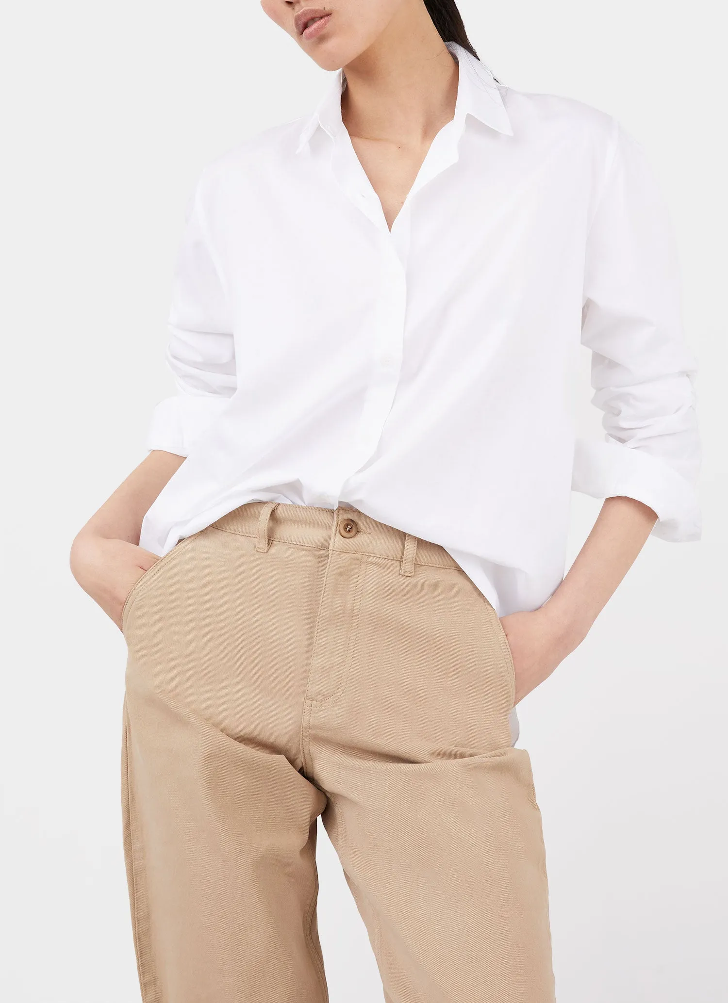 Women's Cotton Tapered Trouser in Stone sold by Sunspel