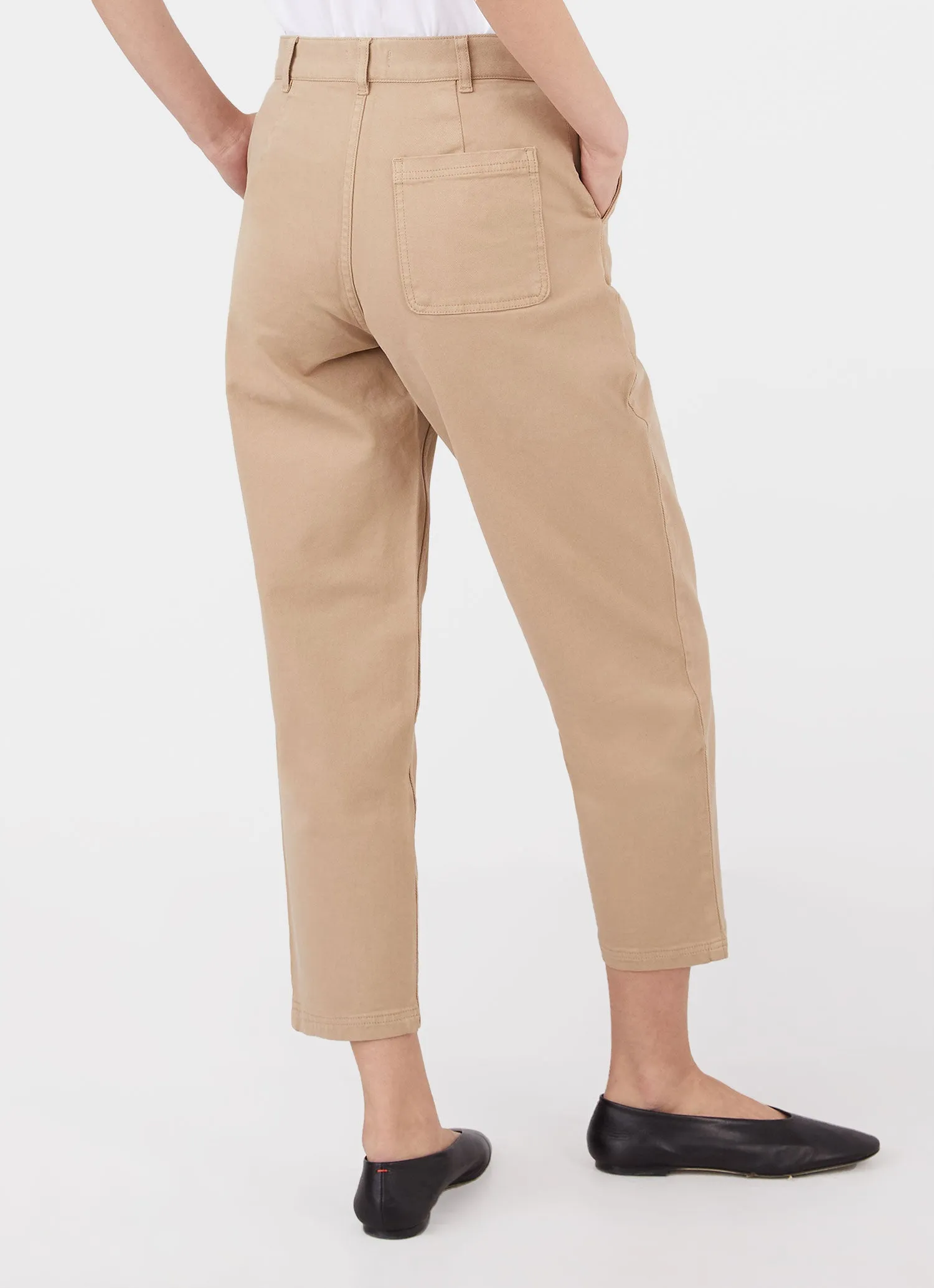 Women's Cotton Tapered Trouser in Stone sold by Sunspel product image thumbnail 4