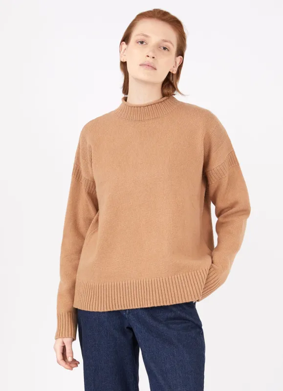 Women's Fisherman Jumper in Camel sold by Sunspel