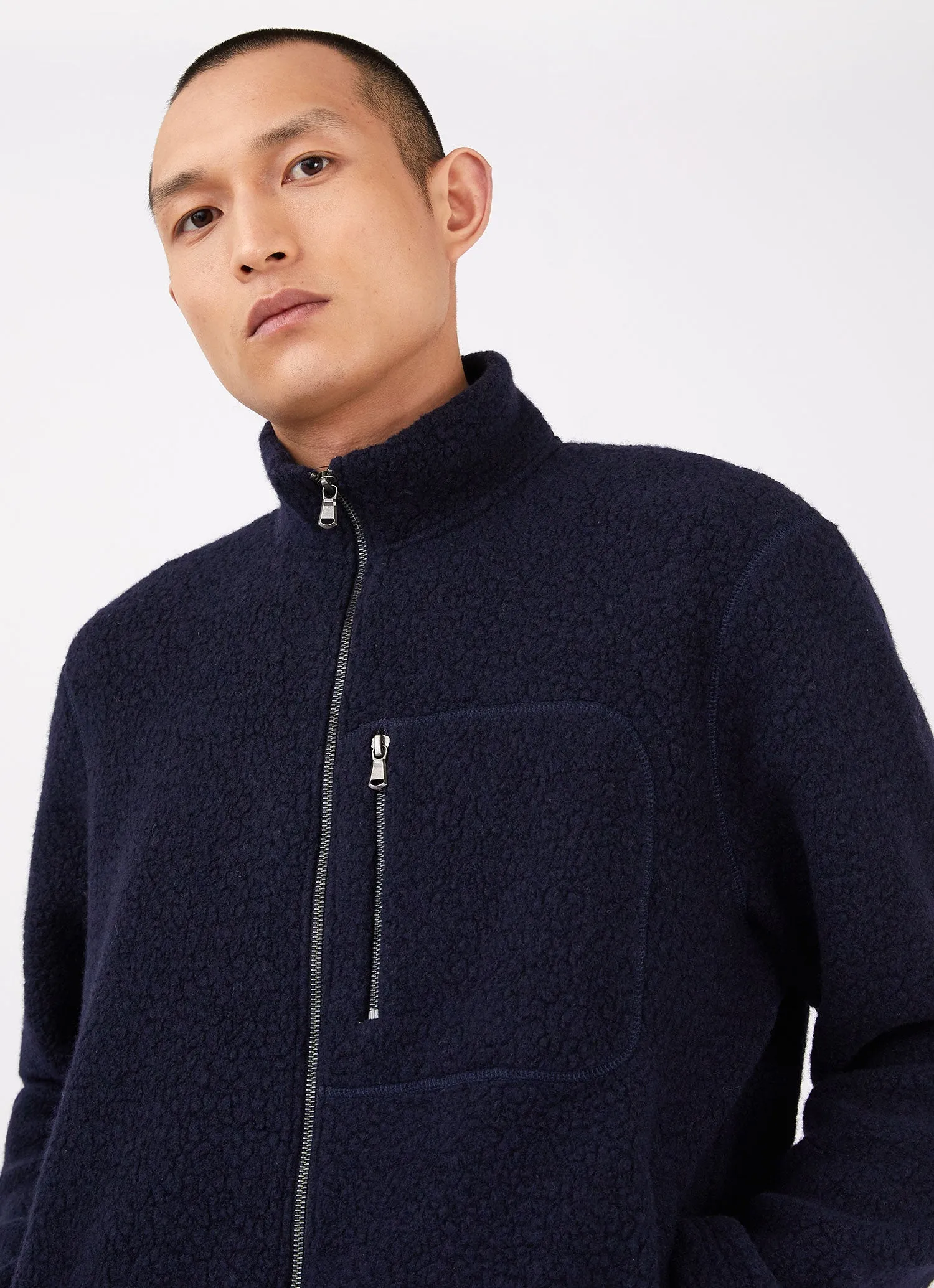 Men's Wool Fleece Jacket in Navy sold by Sunspel product image thumbnail 5