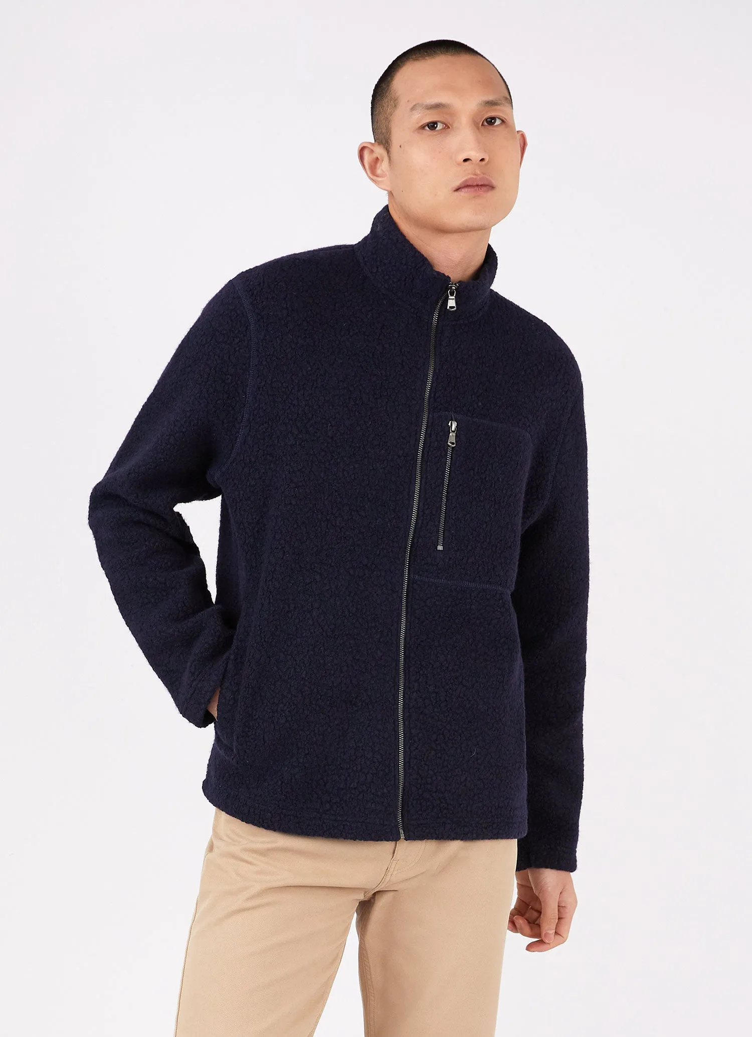 Men's Wool Fleece Jacket in Navy sold by Sunspel product image thumbnail 2