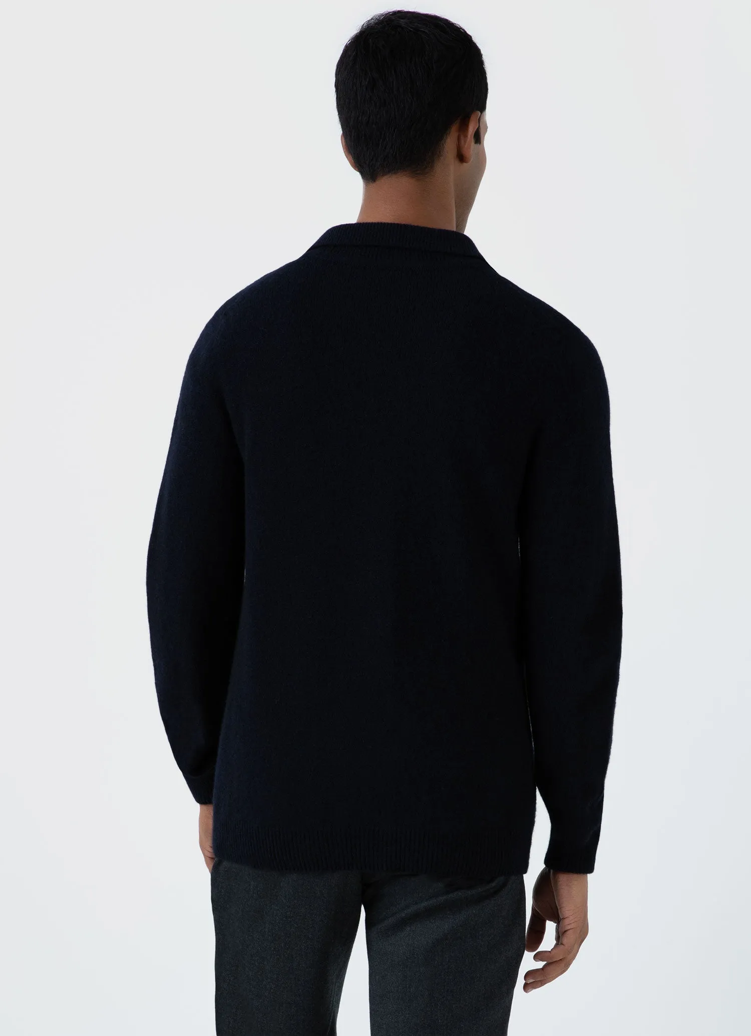 Men's Lambswool Jacket in Dark Navy Mouline sold by Sunspel product image thumbnail 5