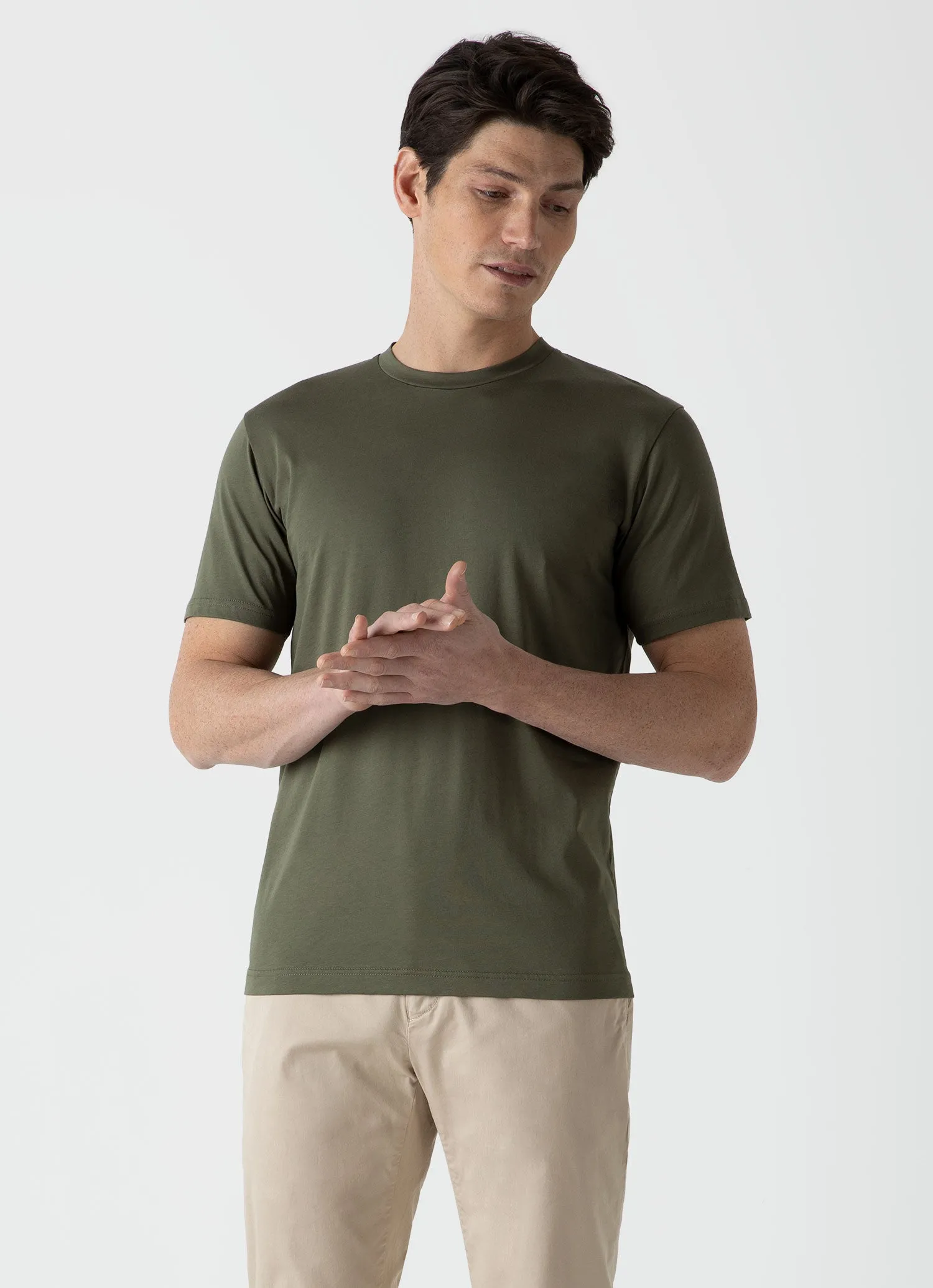 Men's Riviera T‑shirt in Hunter Green sold by Sunspel product image thumbnail 2