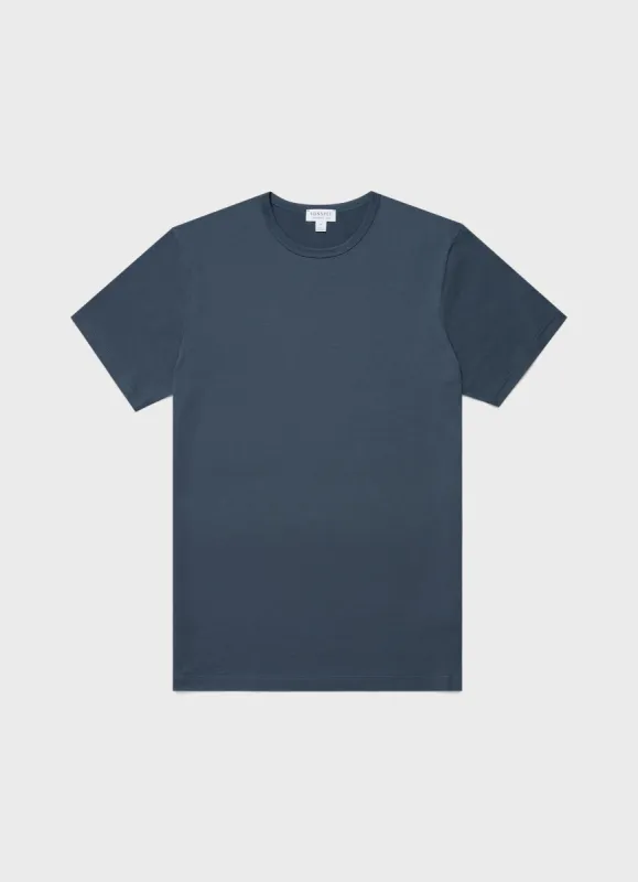 Men's Classic T-shirt in Shale Blue sold by Sunspel