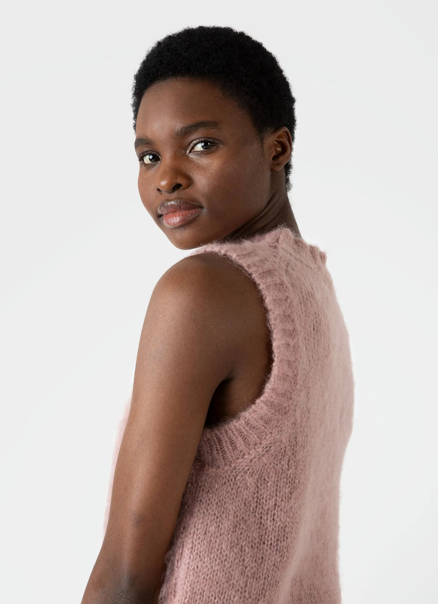 Women's Mohair Vest in Vintage Pink sold by Sunspel product image thumbnail 3