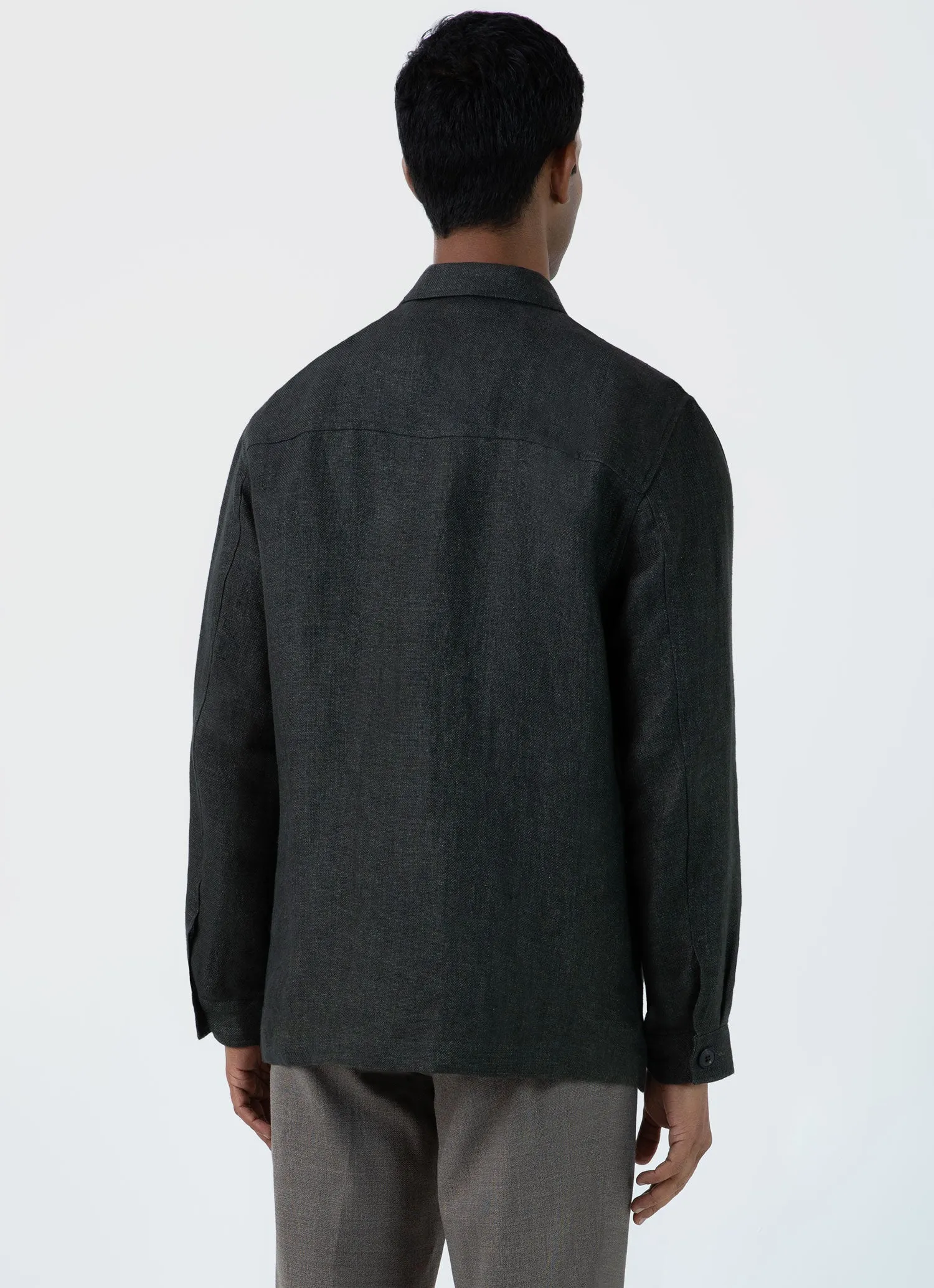 Men's Hopsack Twin Pocket Jacket in Khaki sold by Sunspel product image thumbnail 5