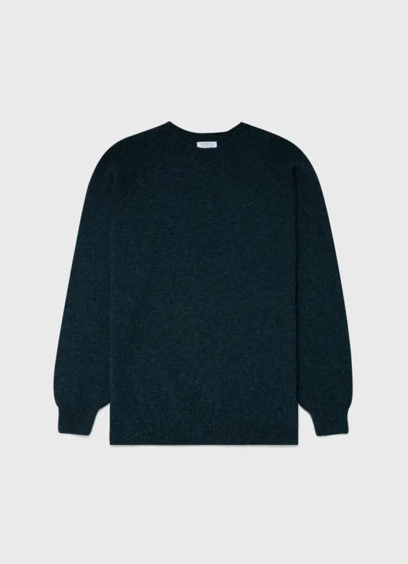 Men's Lambswool Crew Neck Jumper in Peacock sold by Sunspel