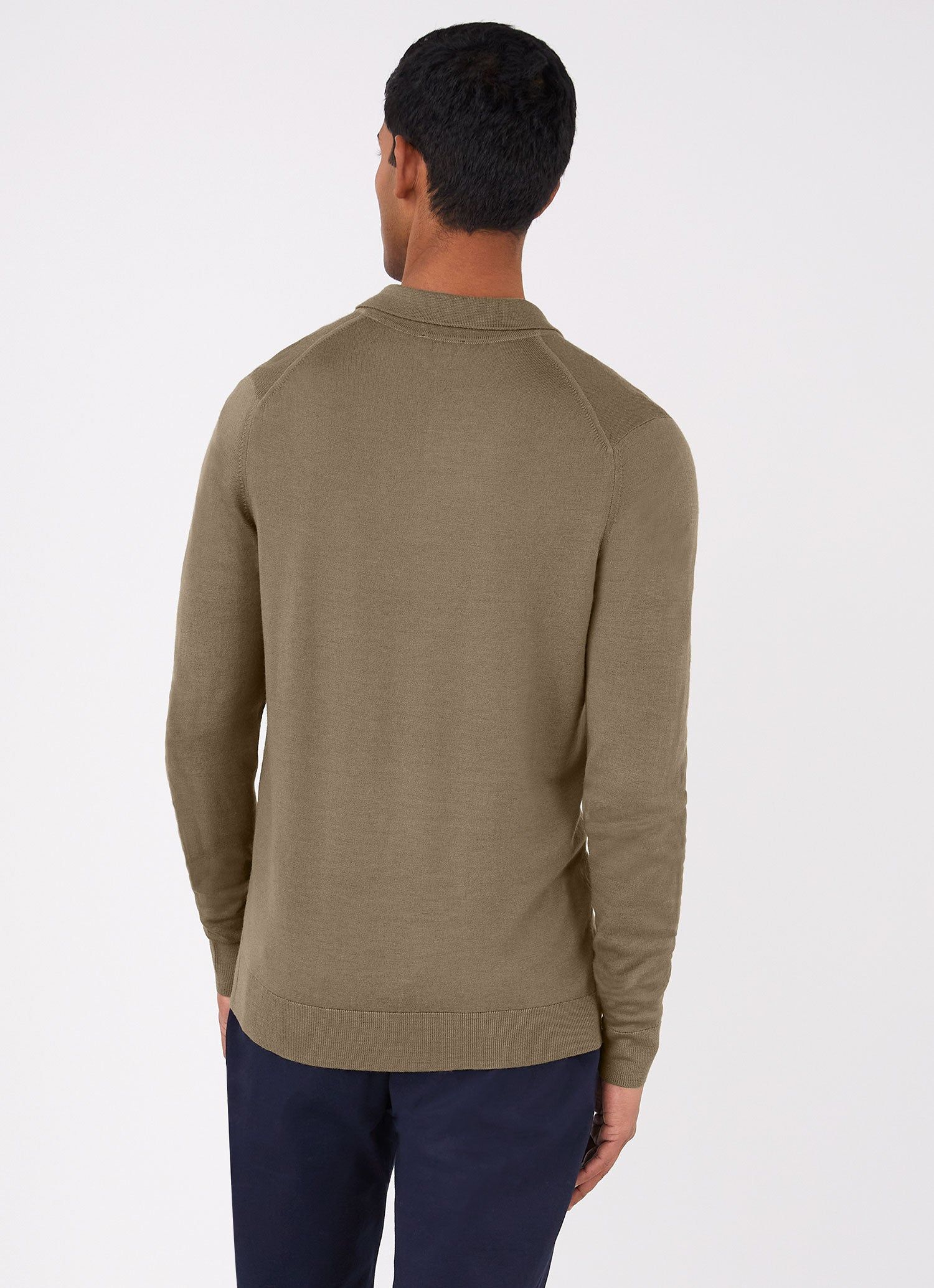 Men's Extra-Fine Merino Polo Shirt in Caper sold by Sunspel product image thumbnail 4