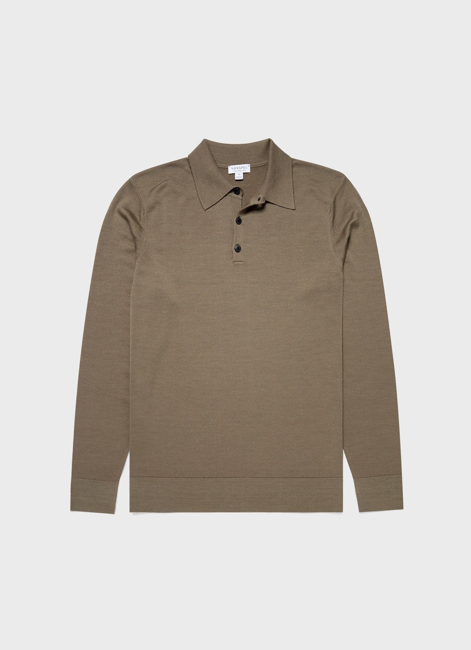 Men's Extra-Fine Merino Polo Shirt in Caper sold by Sunspel