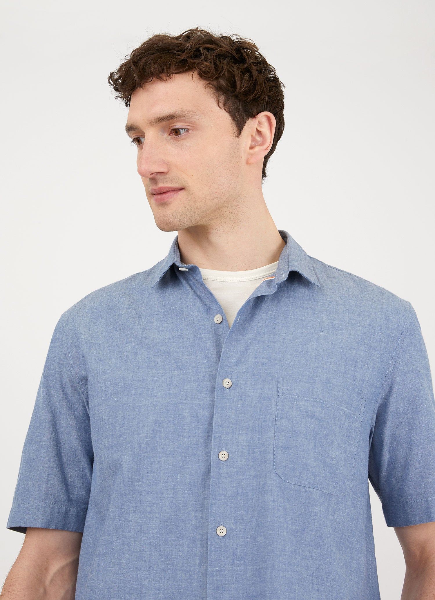 Men's Selvedge Chambray Short Sleeve Shirt sold by Sunspel product image thumbnail 5