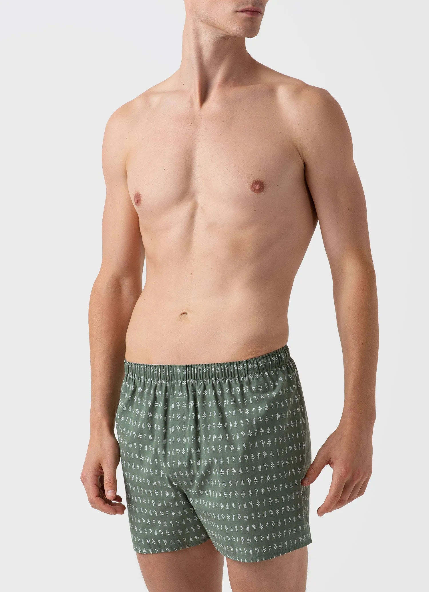 Men's Classic Print Boxer Shorts in Thyme Mini Florals sold by Sunspel product image thumbnail 2