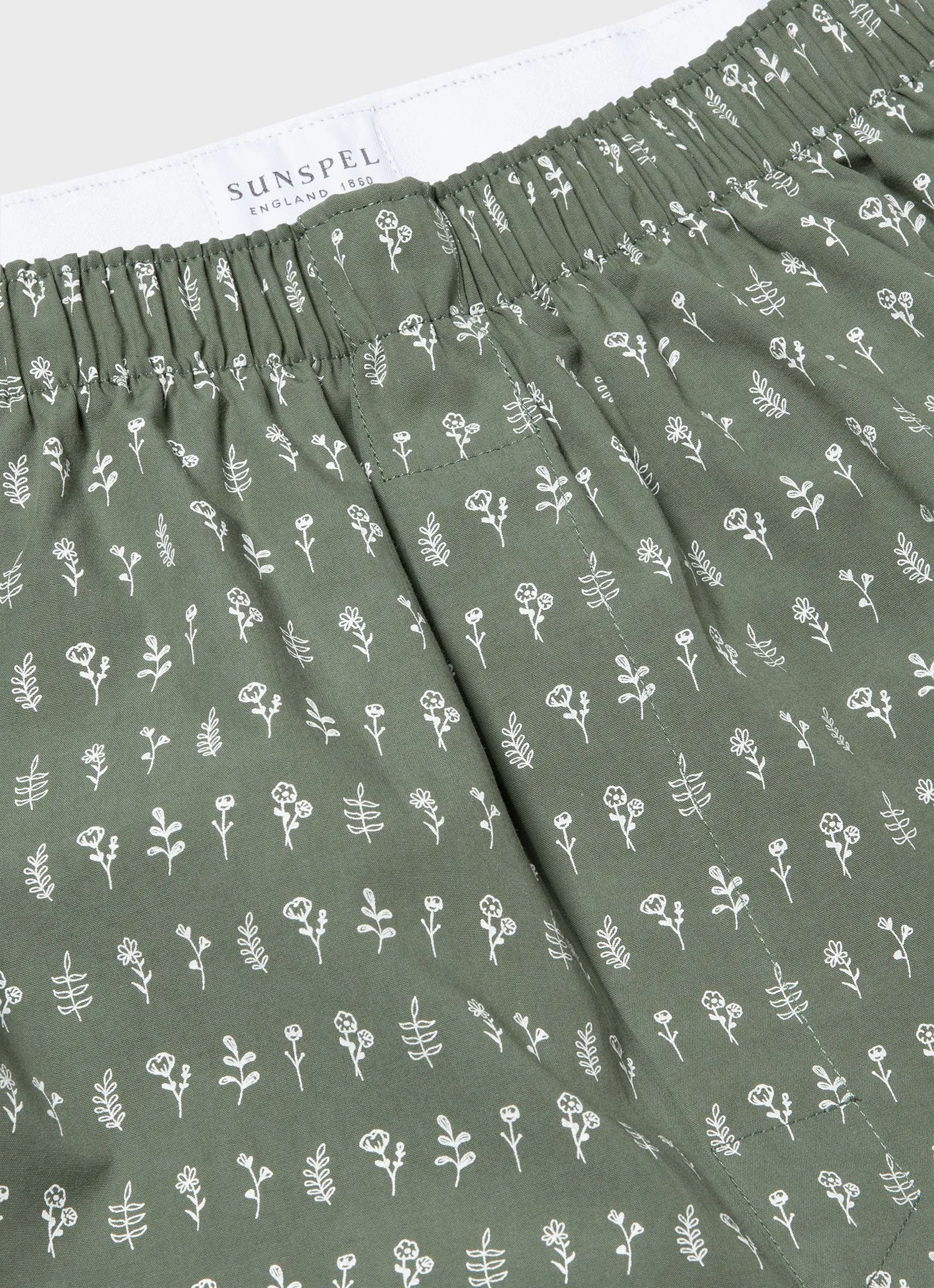 Men's Classic Print Boxer Shorts in Thyme Mini Florals sold by Sunspel product image thumbnail 4
