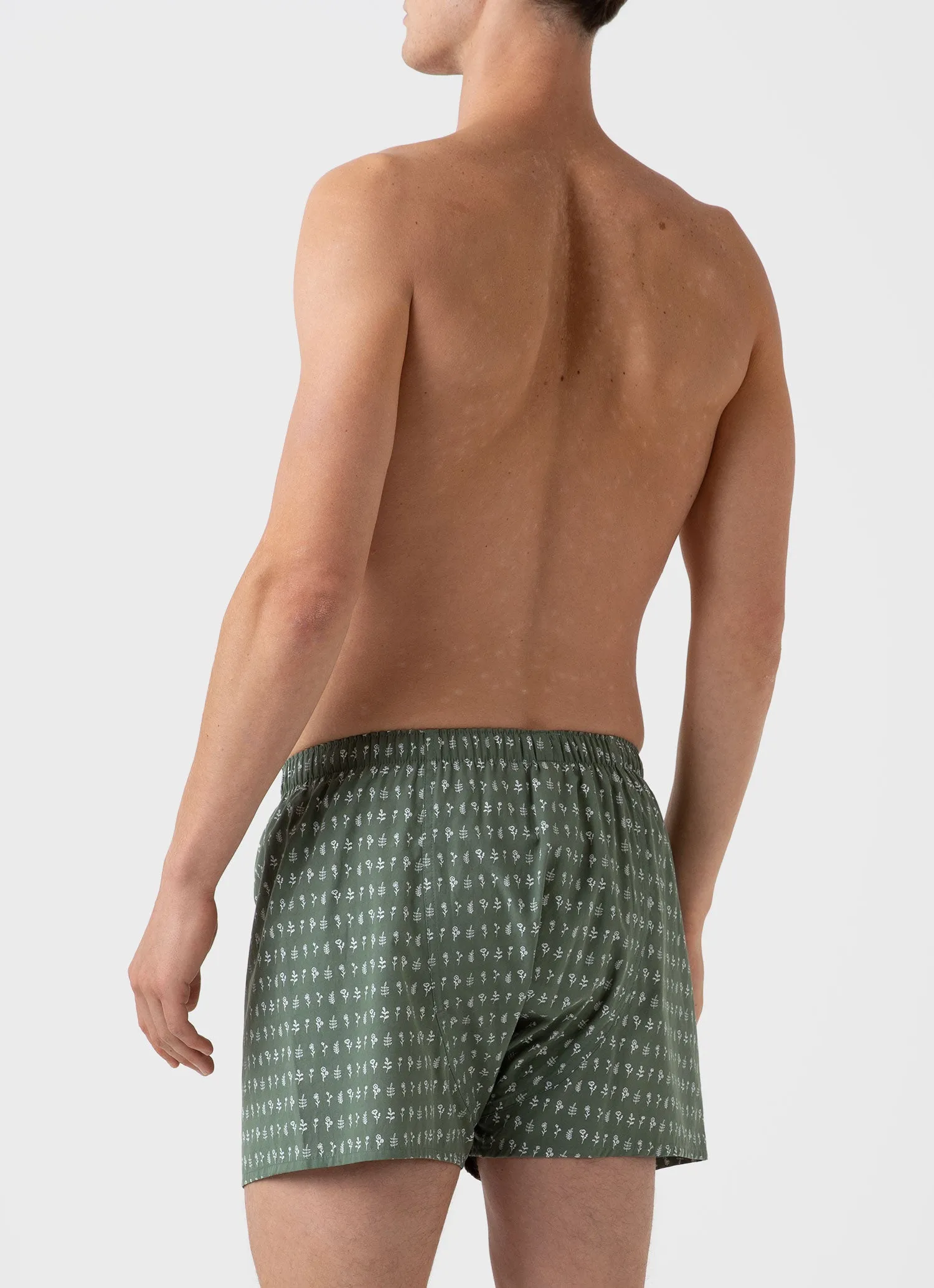 Men's Classic Print Boxer Shorts in Thyme Mini Florals sold by Sunspel product image thumbnail 3