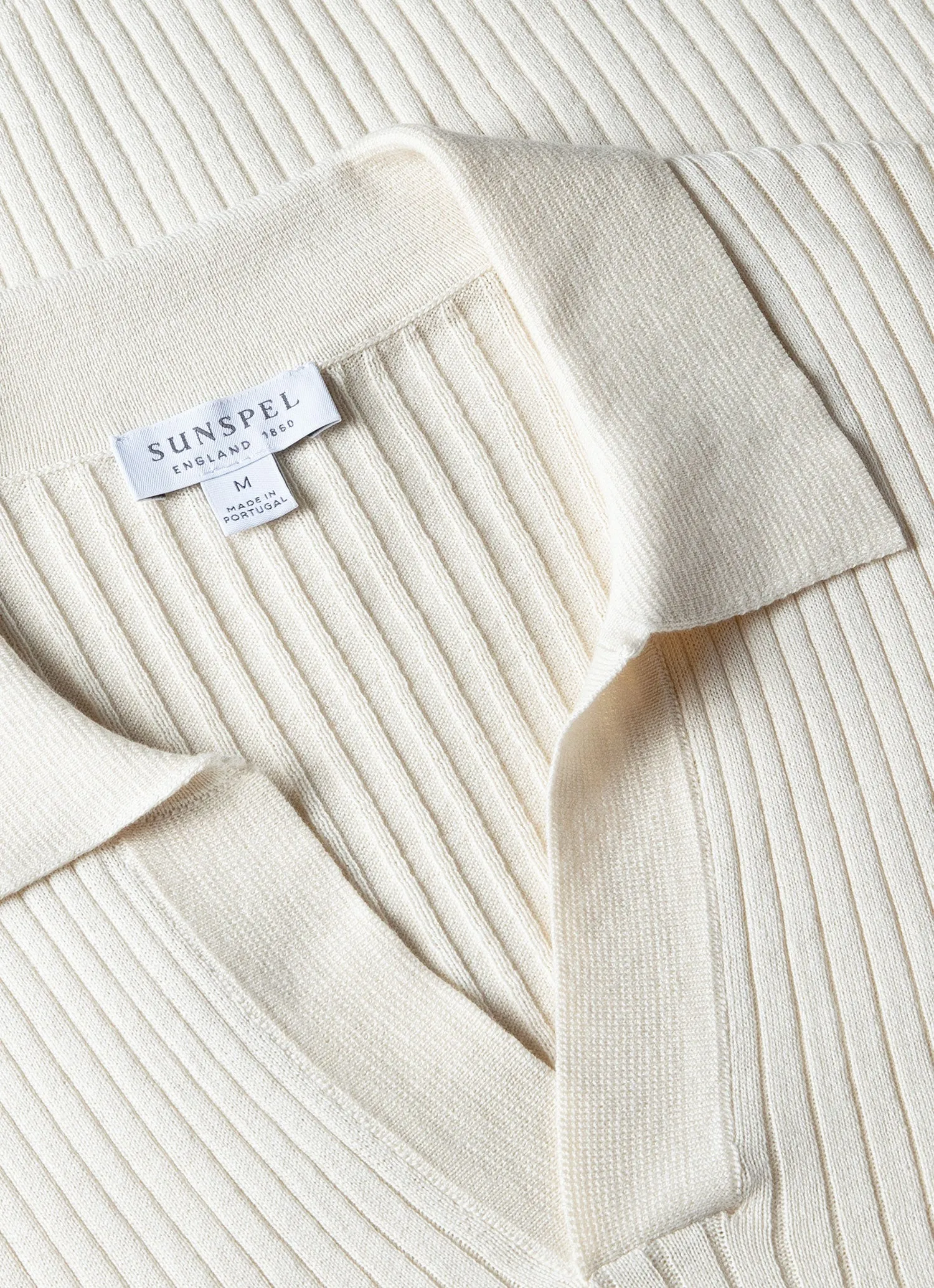 Men's Fine Rib Silk Cotton Polo Shirt in Ecru sold by Sunspel product image thumbnail 4