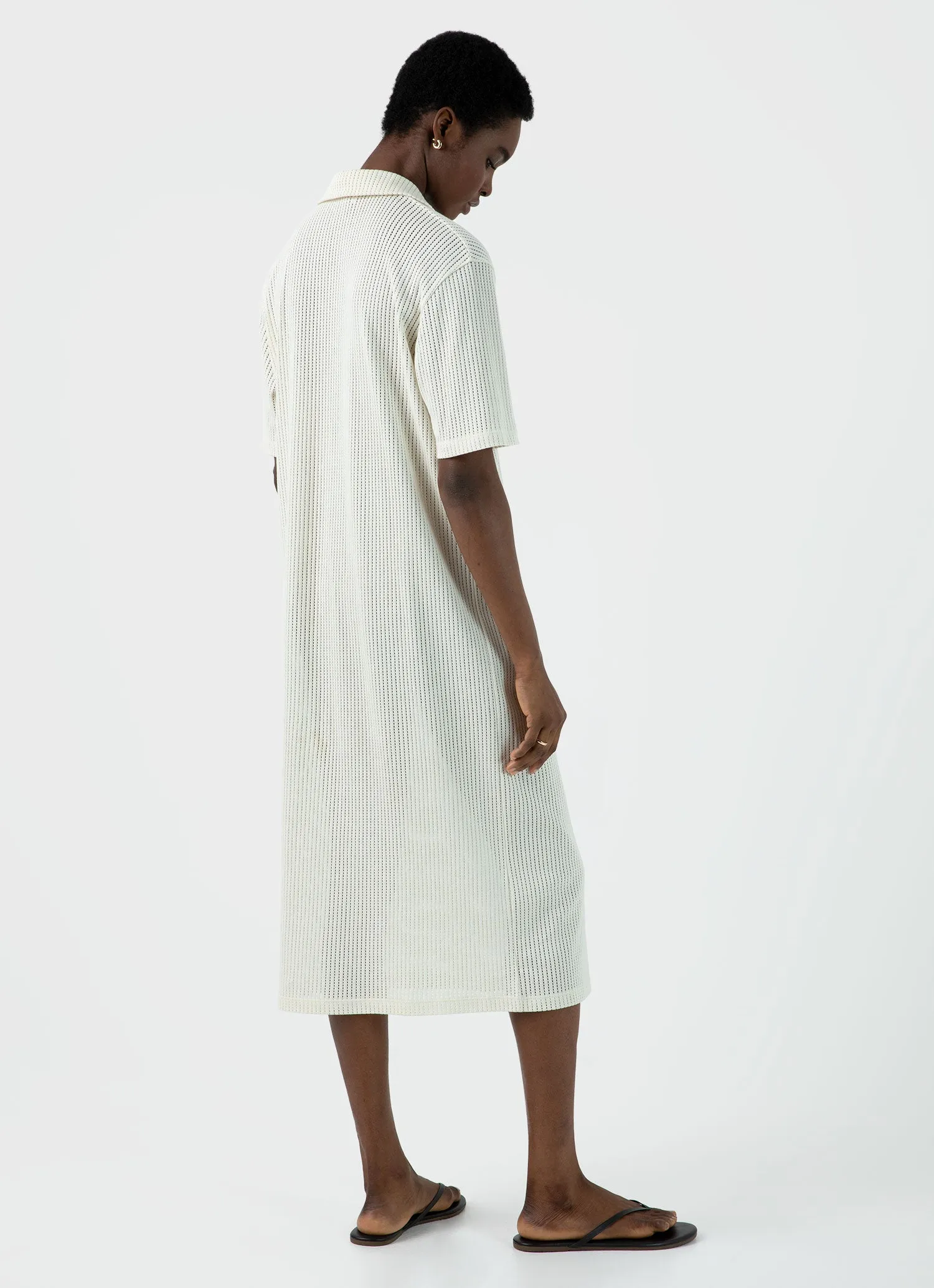 Women's Lace Mesh Polo Dress in Ecru sold by Sunspel product image thumbnail 4