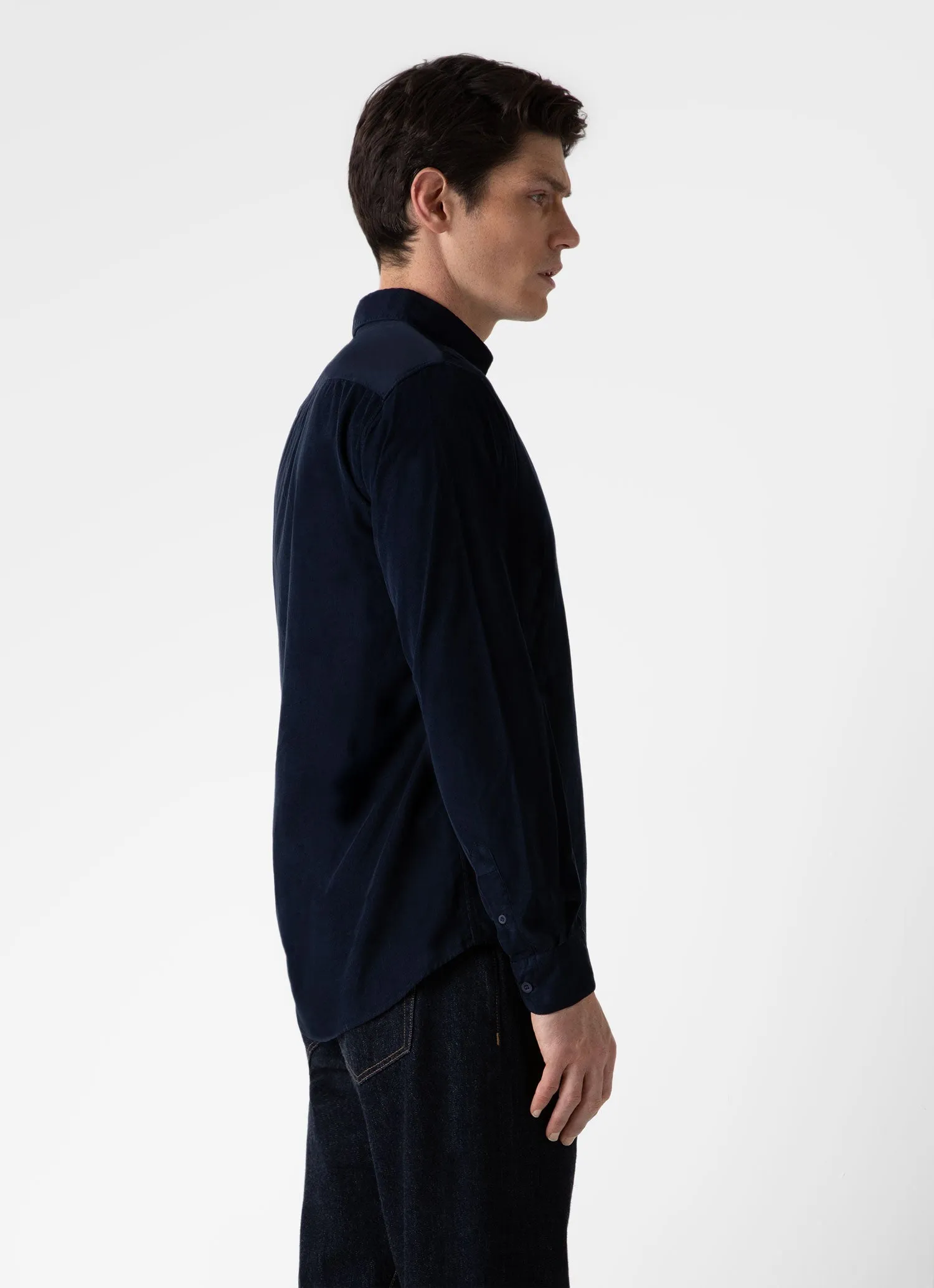 Men's Fine Cord Shirt in Navy sold by Sunspel product image thumbnail 5