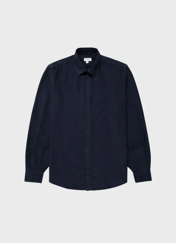 Men's Fine Cord Shirt in Navy sold by Sunspel