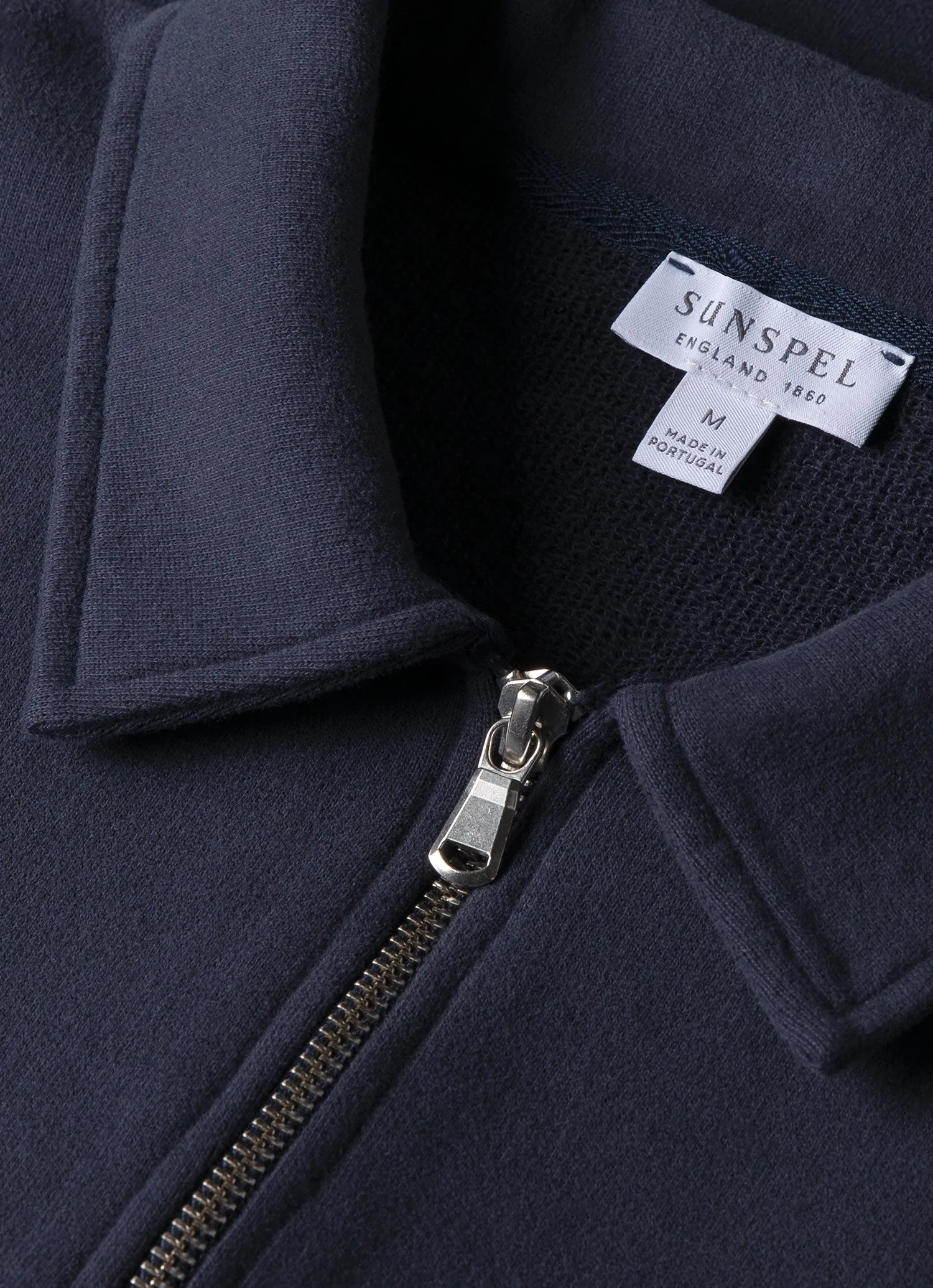 Men's Zip Polo Loopback Sweatshirt in Navy sold by Sunspel product image thumbnail 4