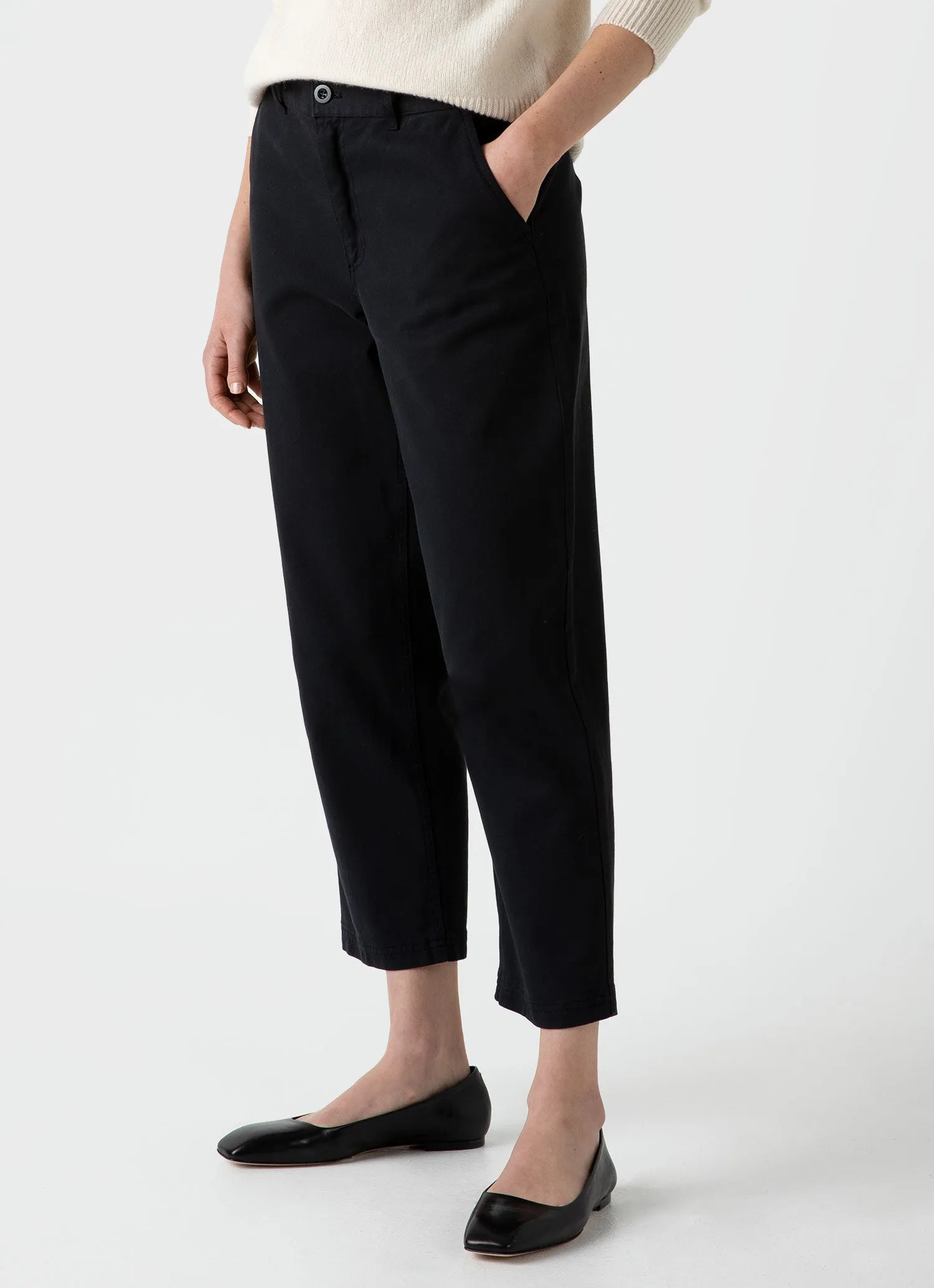 Women's Cotton Tapered Trouser in Black sold by Sunspel product image thumbnail 2