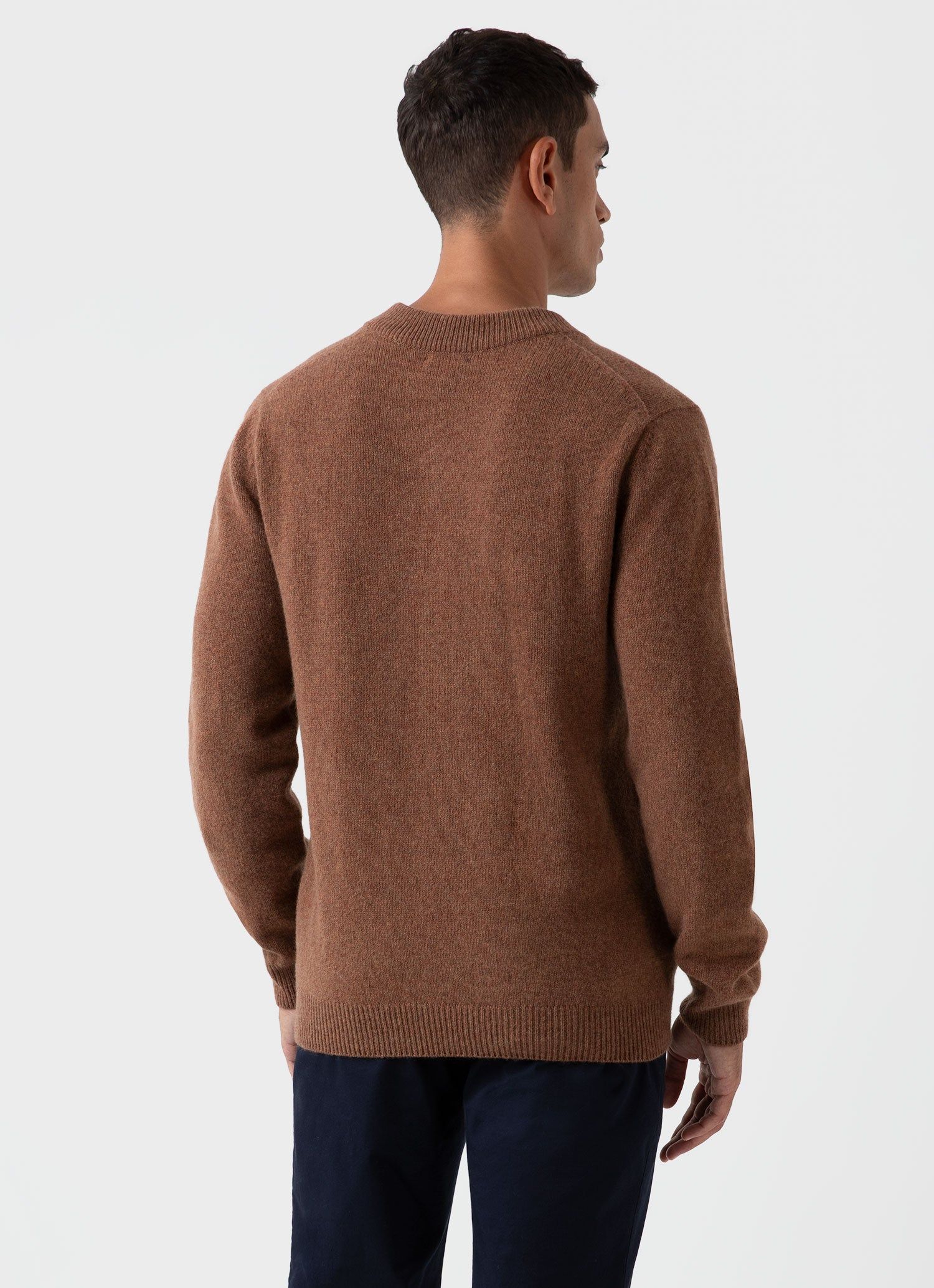 Men's Lambswool V-Neck Jumper in Pecan sold by Sunspel product image thumbnail 4
