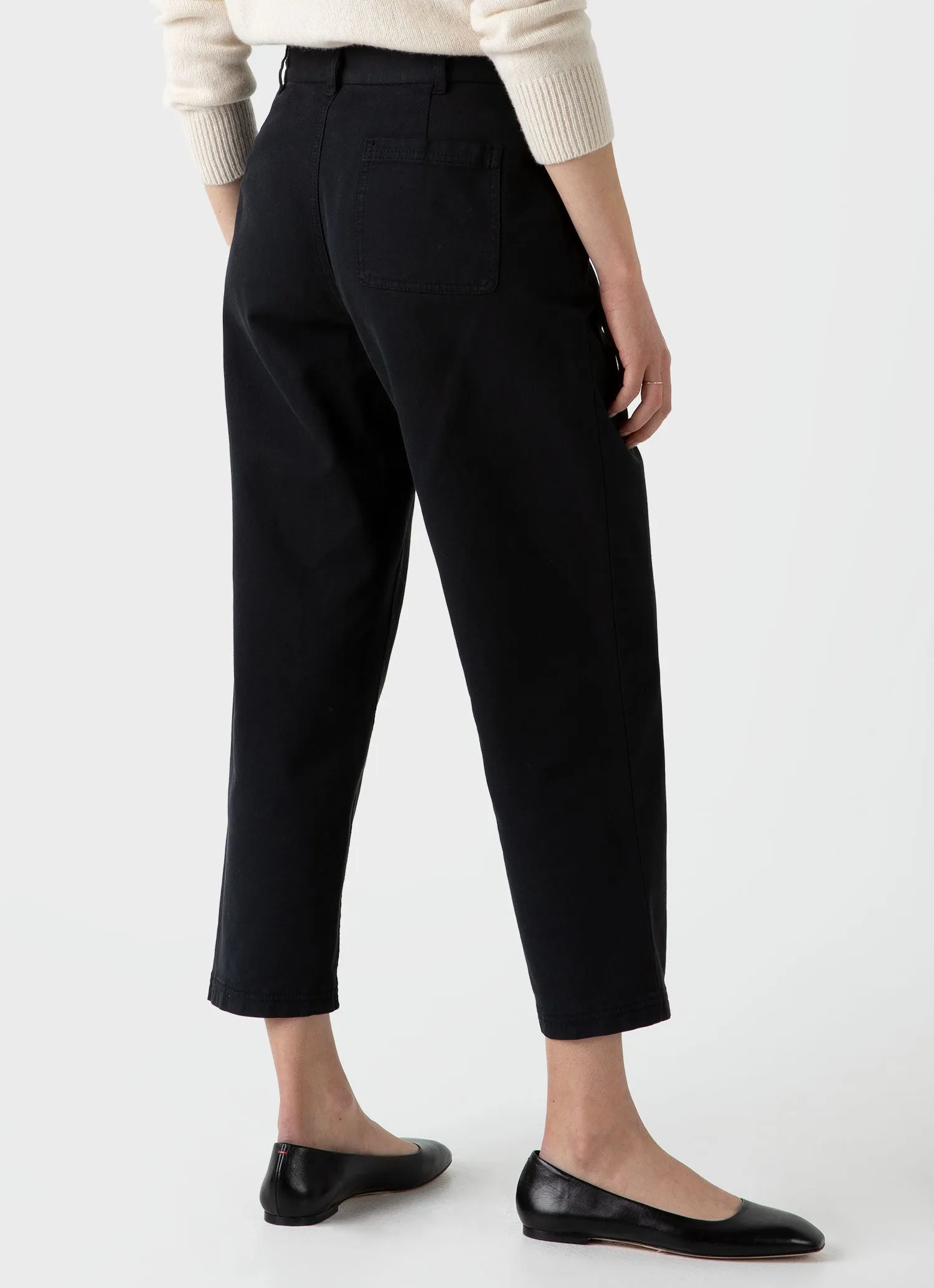 Women's Cotton Tapered Trouser in Black sold by Sunspel product image thumbnail 4