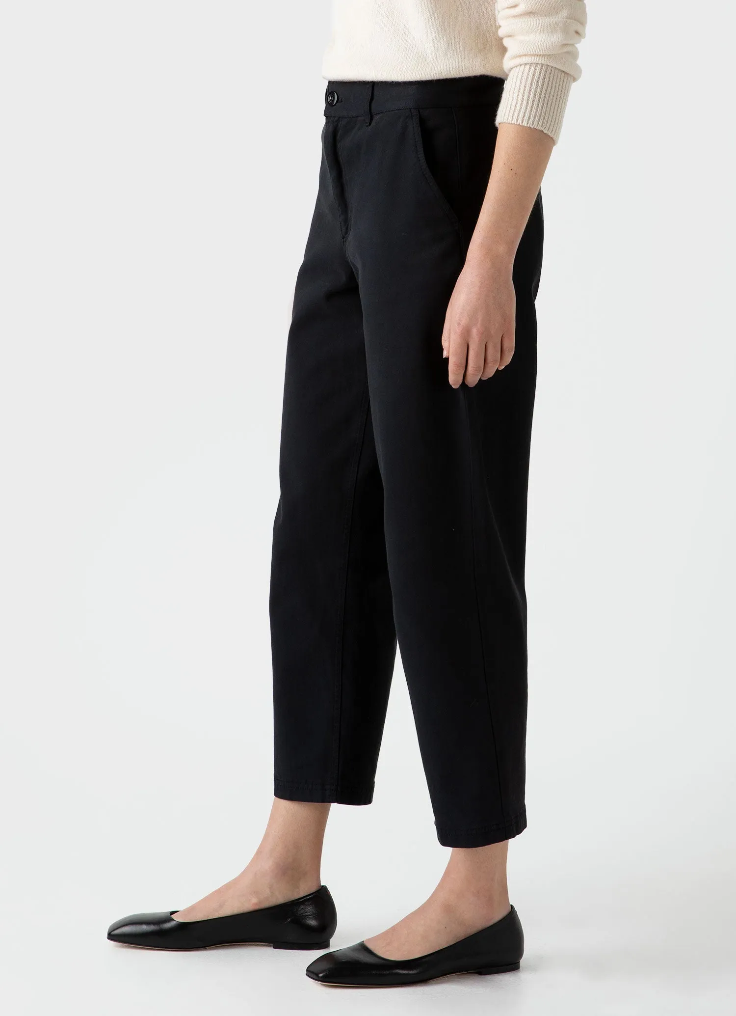 Women's Cotton Tapered Trouser in Black sold by Sunspel product image thumbnail 3