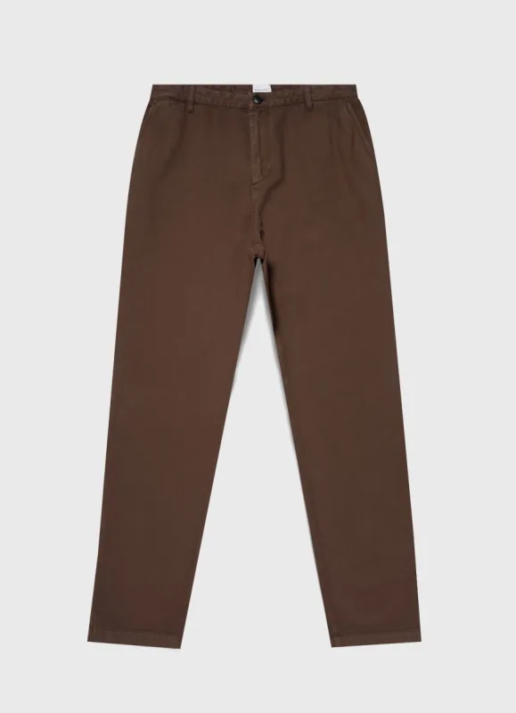 Men's Brushed Cotton Chore Trouser in Mid Brown sold by Sunspel
