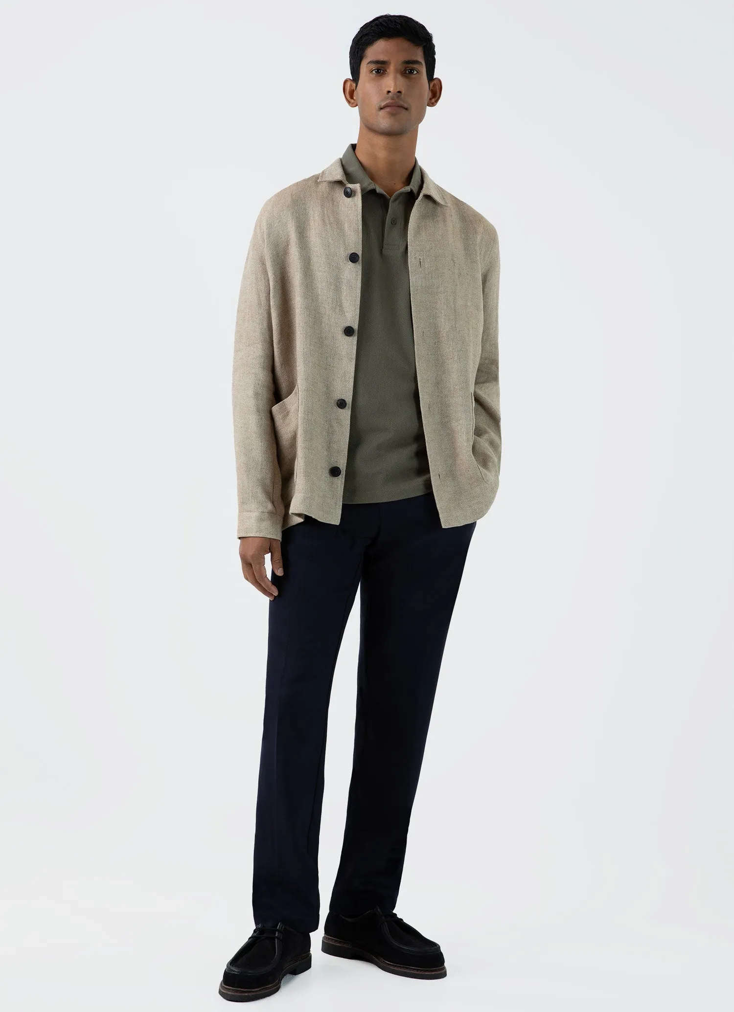 Men's Riviera Polo Shirt in Khaki sold by Sunspel product image thumbnail 3