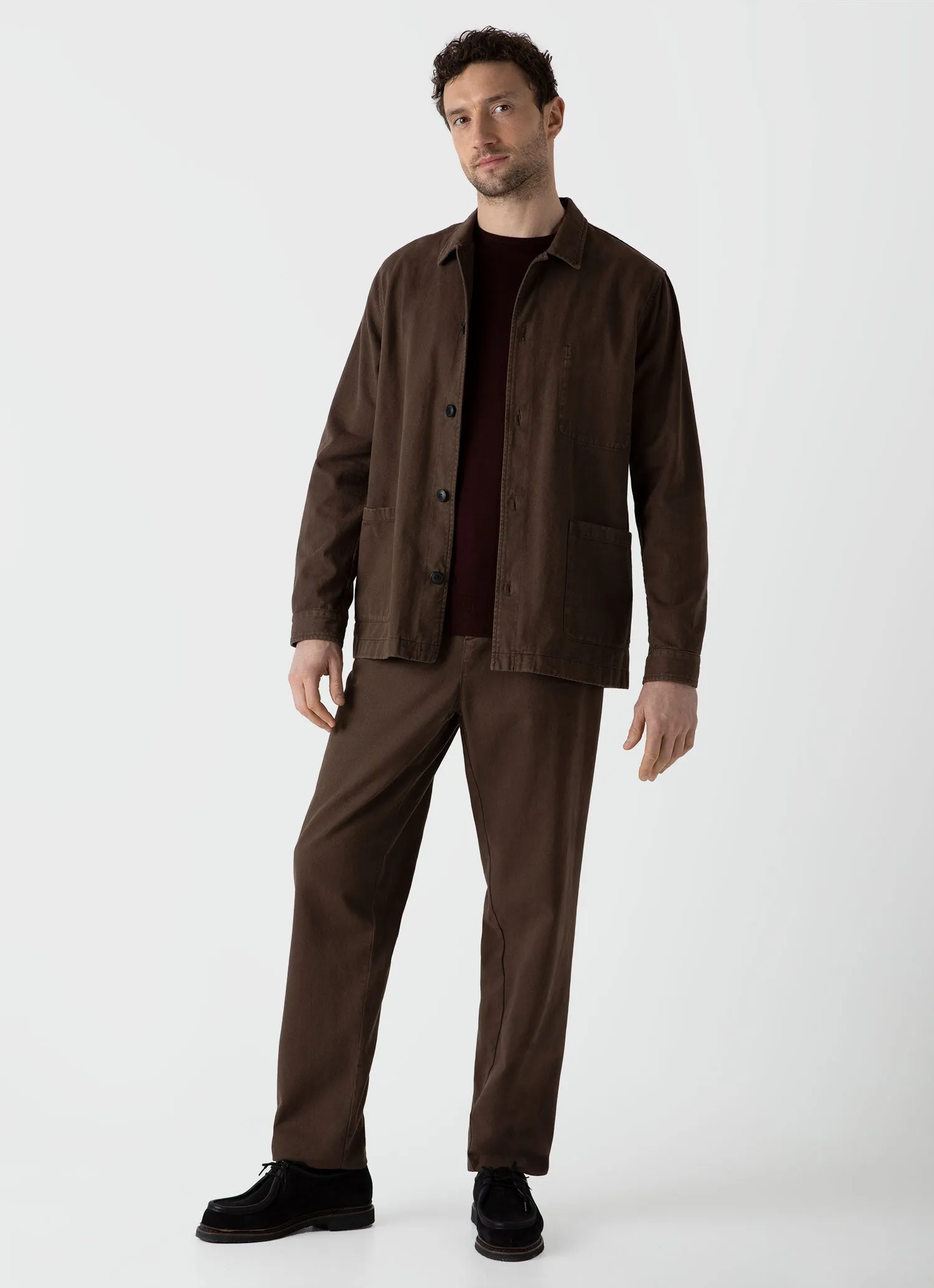 Men's Brushed Cotton Chore Trouser in Mid Brown sold by Sunspel product image thumbnail 2
