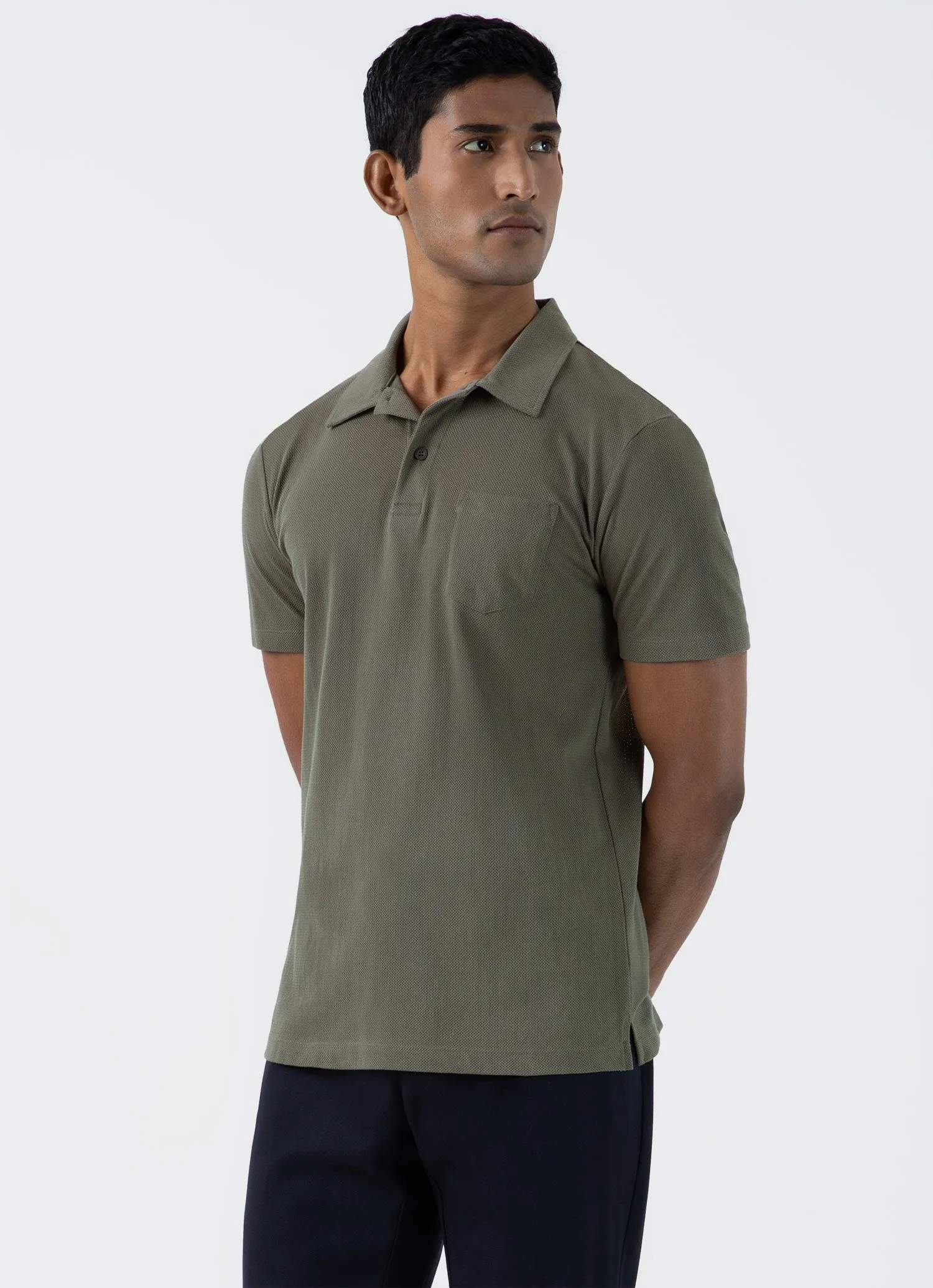 Men's Riviera Polo Shirt in Khaki sold by Sunspel product image thumbnail 2