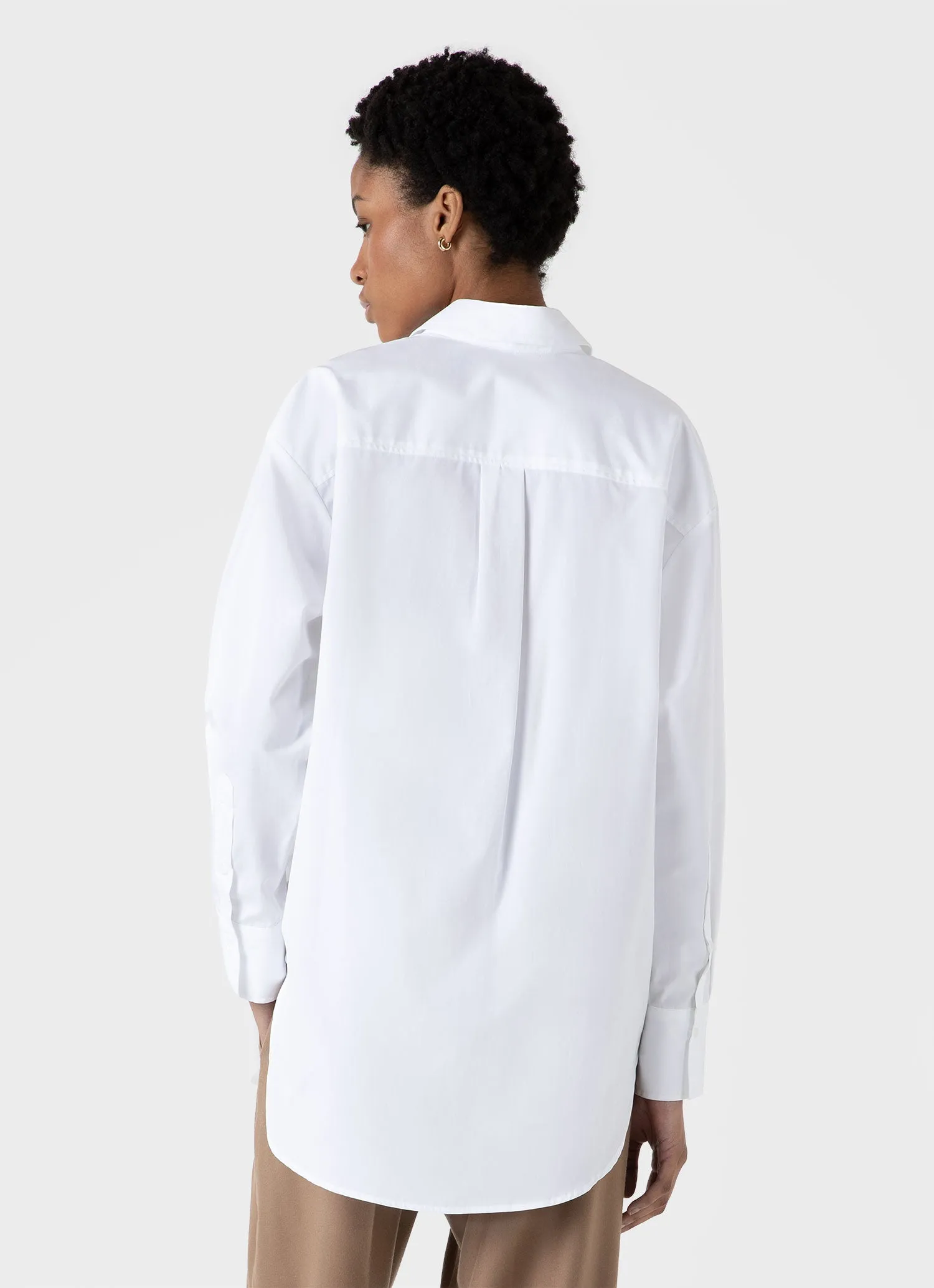 Women's Oversized Poplin Shirt in White sold by Sunspel product image thumbnail 3