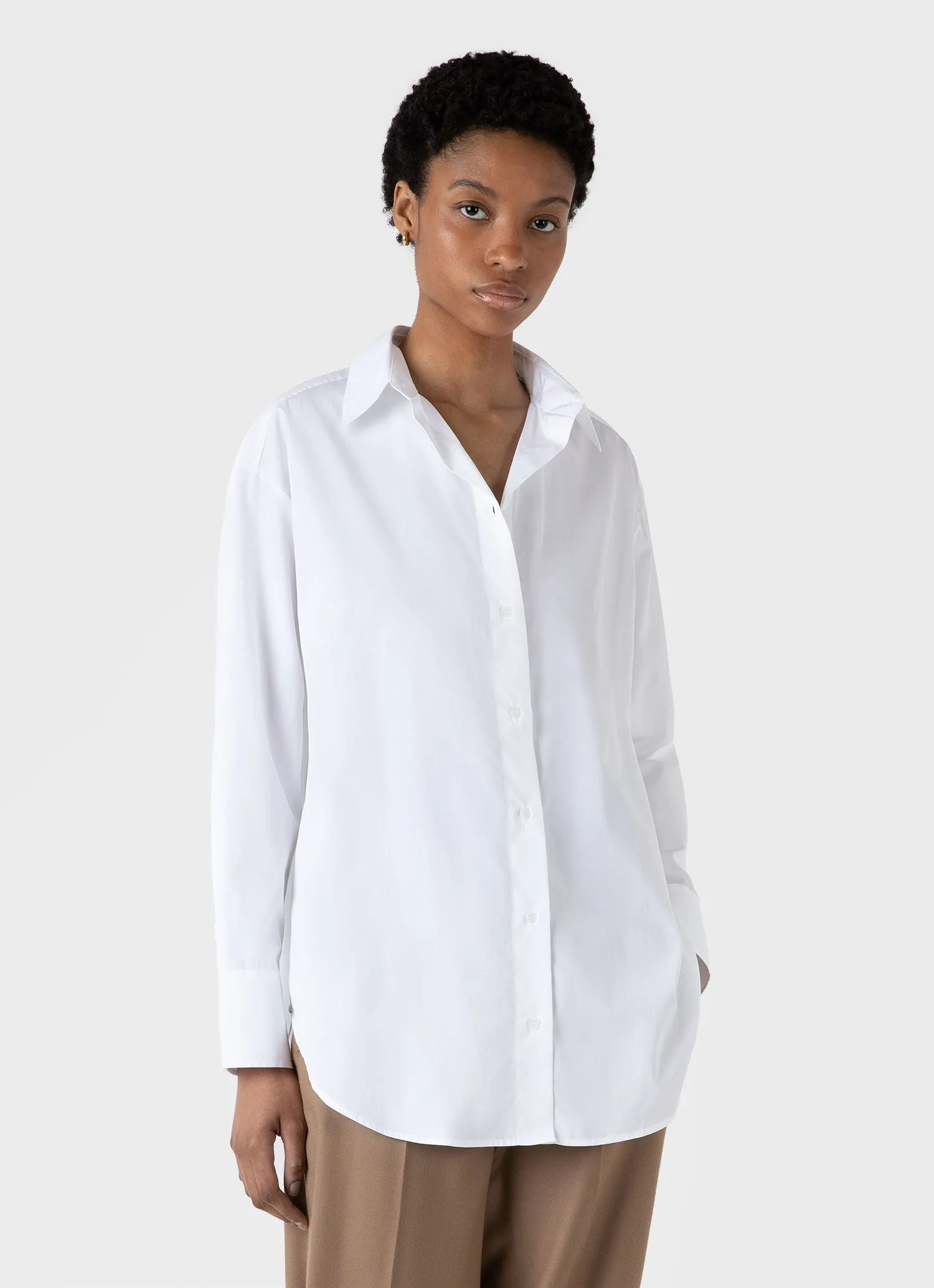 Women's Oversized Poplin Shirt in White sold by Sunspel