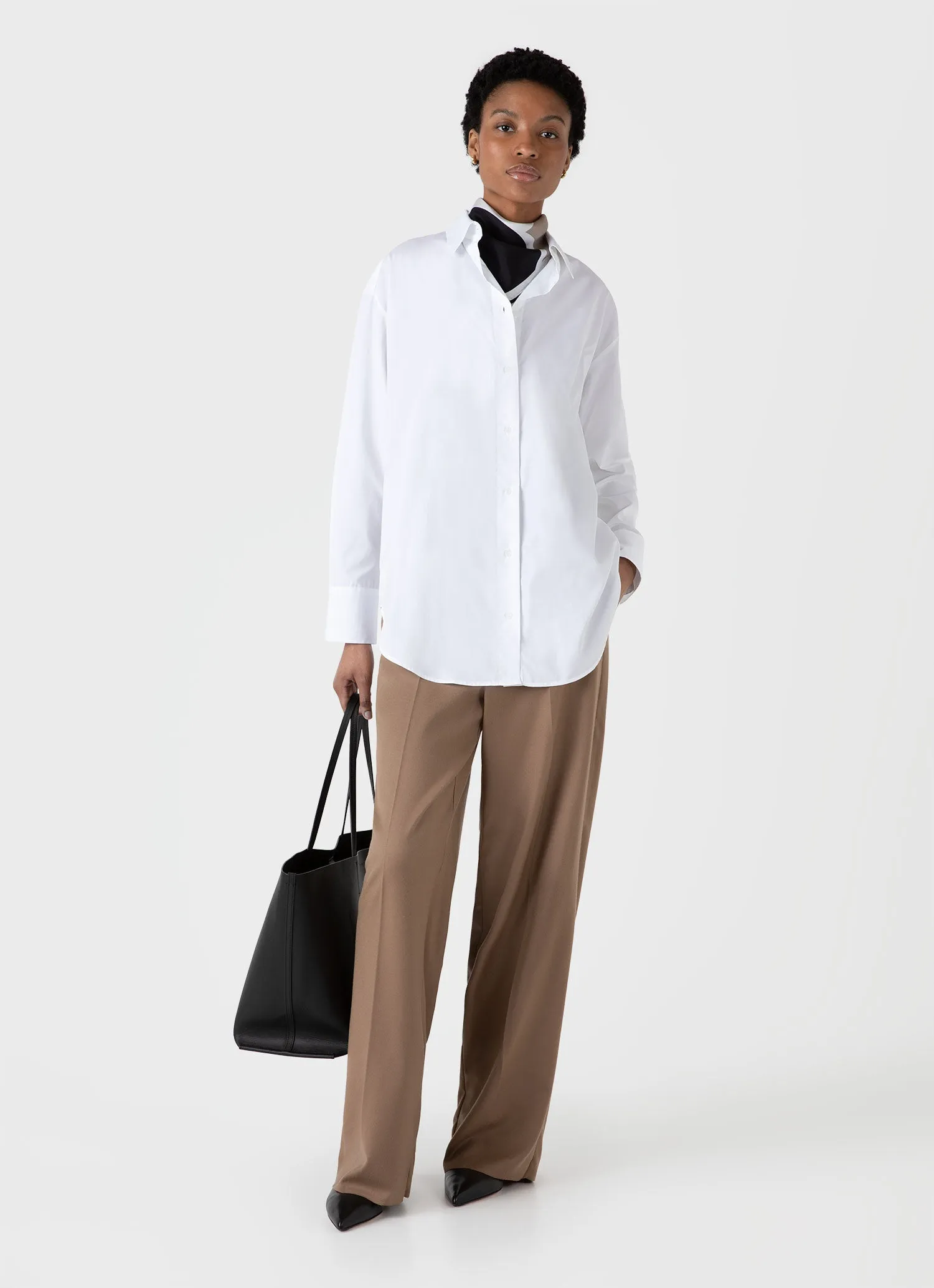 Women's Oversized Poplin Shirt in White sold by Sunspel product image thumbnail 2