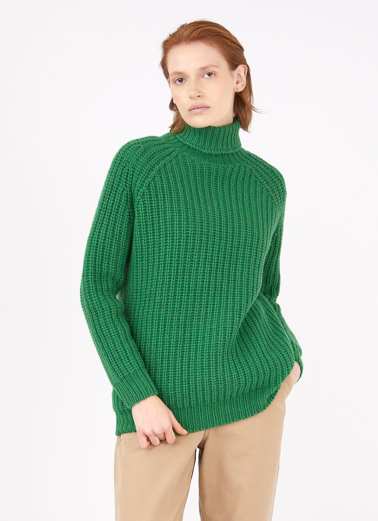 Women's Chunky Roll Neck Jumper in Bright Green sold by Sunspel product image thumbnail 2