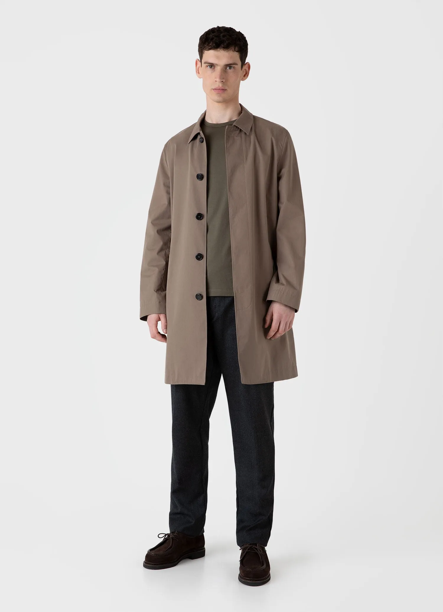 Men's Long Sleeve Classic T-shirt in Khaki sold by Sunspel product image thumbnail 3