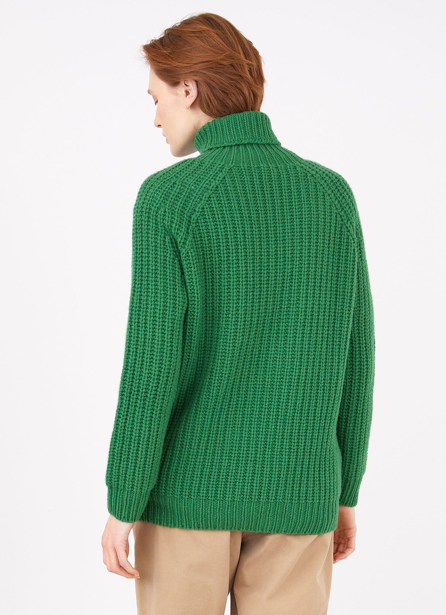 Women's Chunky Roll Neck Jumper in Bright Green sold by Sunspel product image thumbnail 4