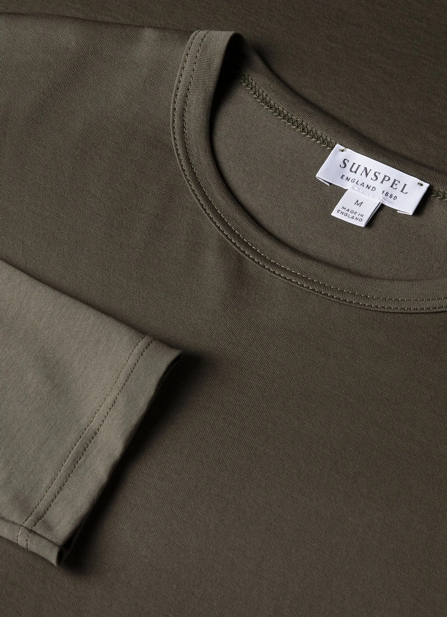 Men's Long Sleeve Classic T-shirt in Khaki sold by Sunspel product image thumbnail 4