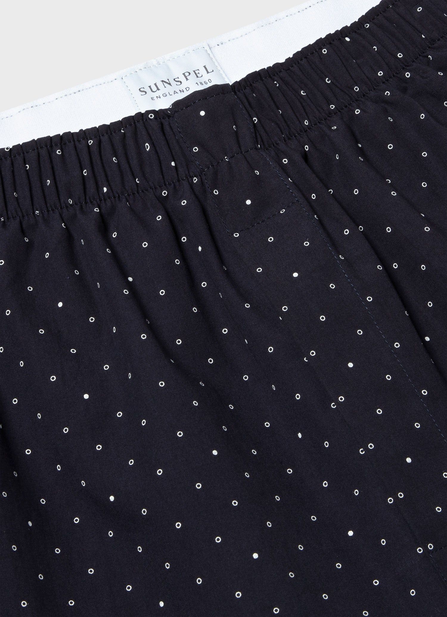 Men's Classic Print Boxer Shorts in Navy/White Dots sold by Sunspel product image thumbnail 4