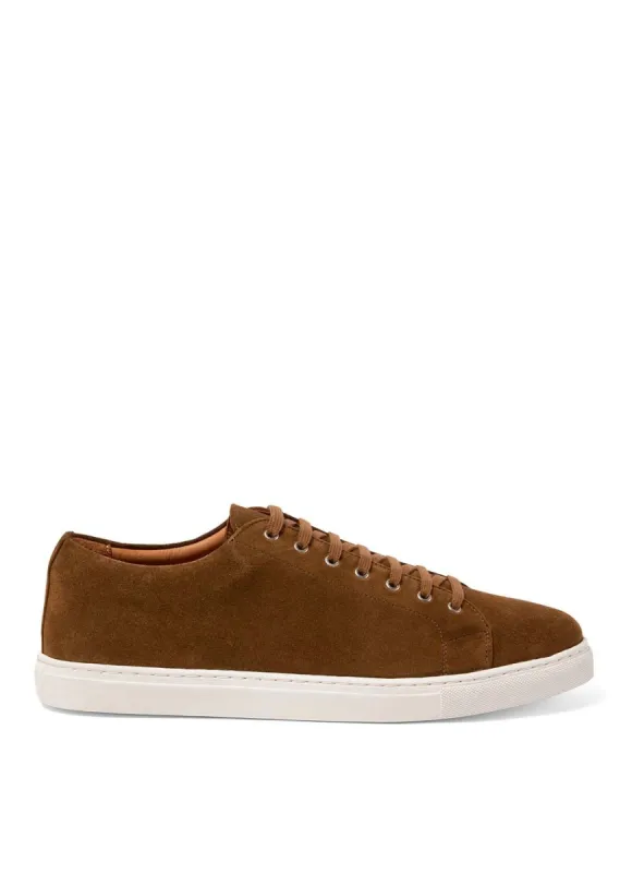 Men's Suede  Tennis Shoes in Tobacco sold by Sunspel