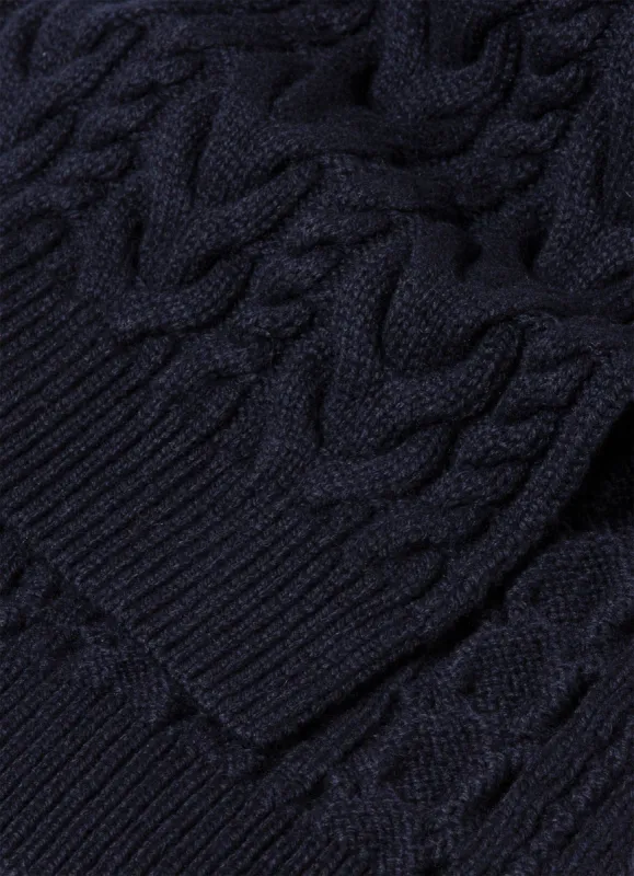Lamsbwool Scarf in Navy sold by Sunspel