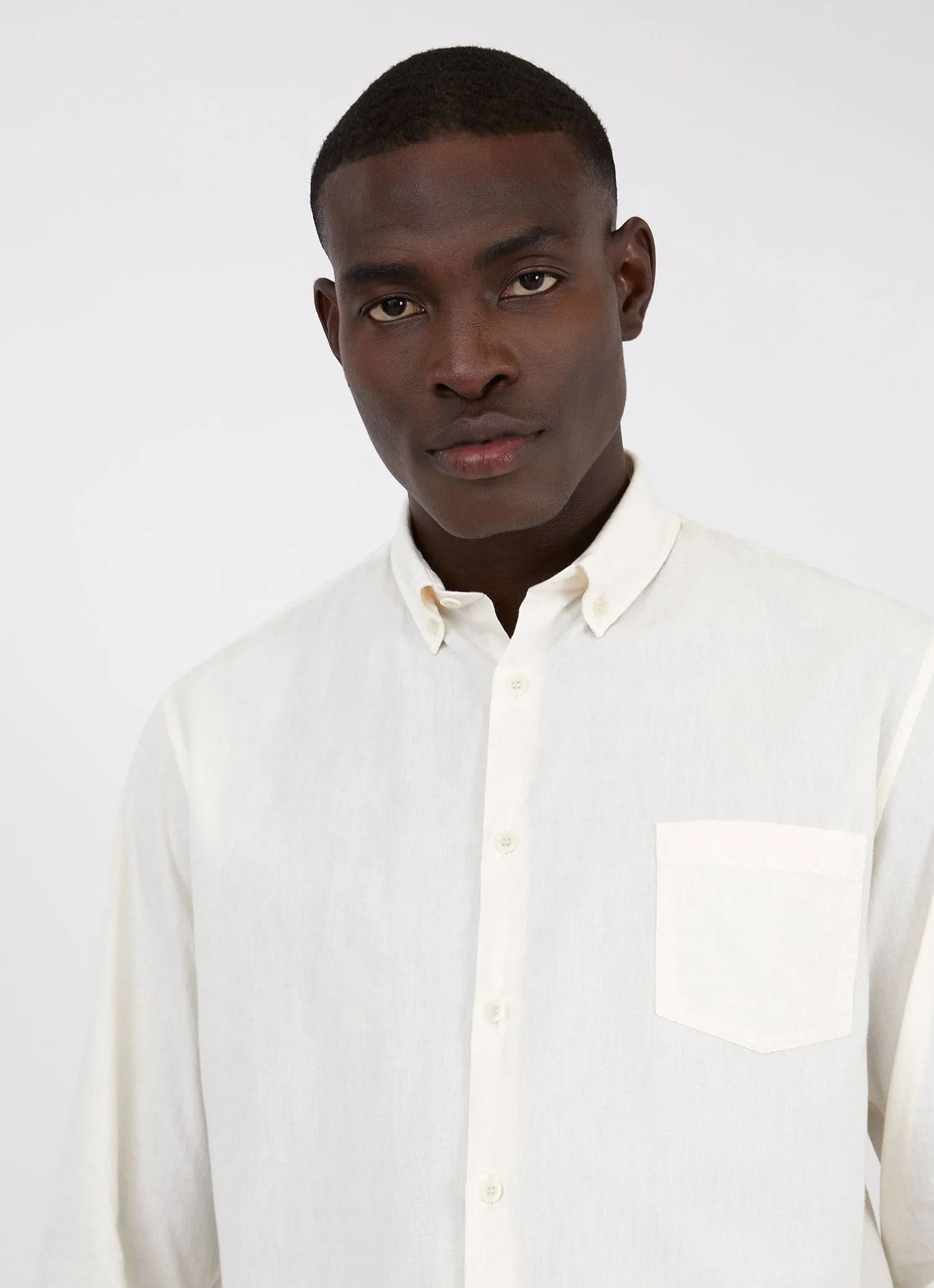 Men's Button Down Japanese Selvedge Shirt in Ecru sold by Sunspel product image thumbnail 4