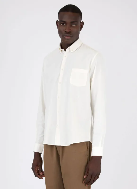 Men's Button Down Japanese Selvedge Shirt in Ecru sold by Sunspel