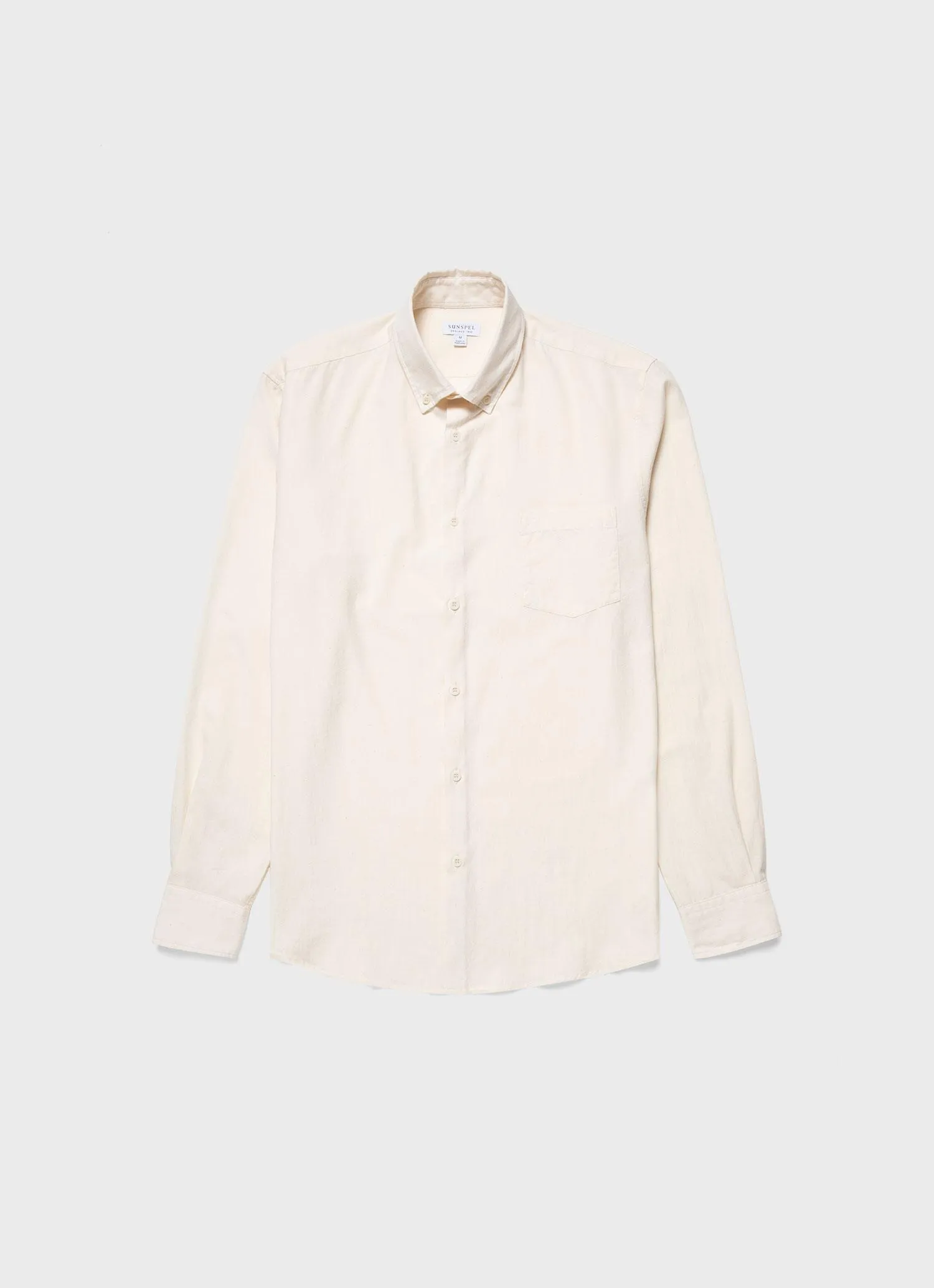 Men's Button Down Japanese Selvedge Shirt in Ecru sold by Sunspel product image thumbnail 5