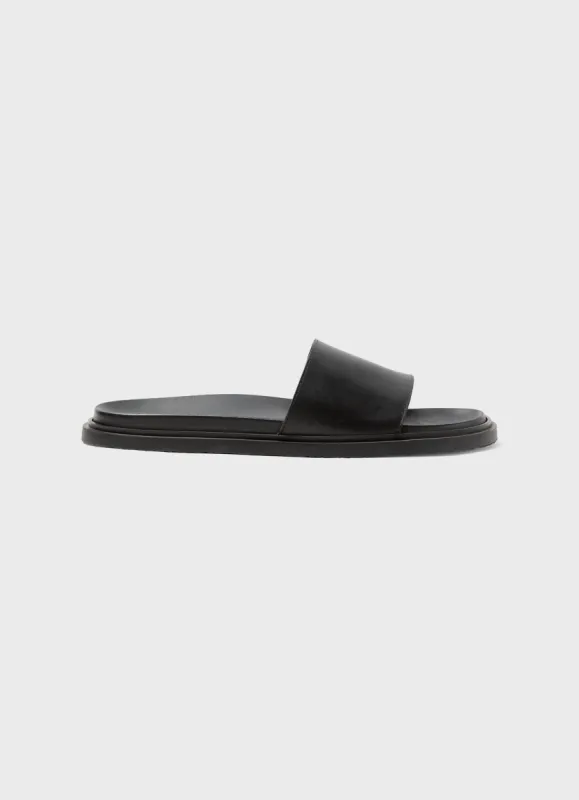 Men's Leather Slider in Black sold by Sunspel