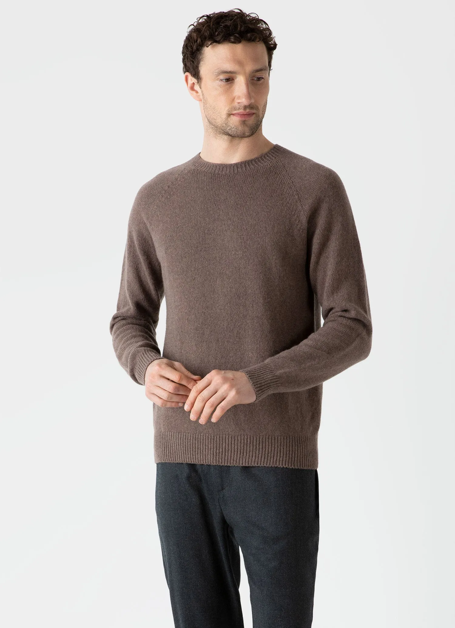 Men's Lambswool Crew Neck Jumper in Cedar sold by Sunspel product image thumbnail 2