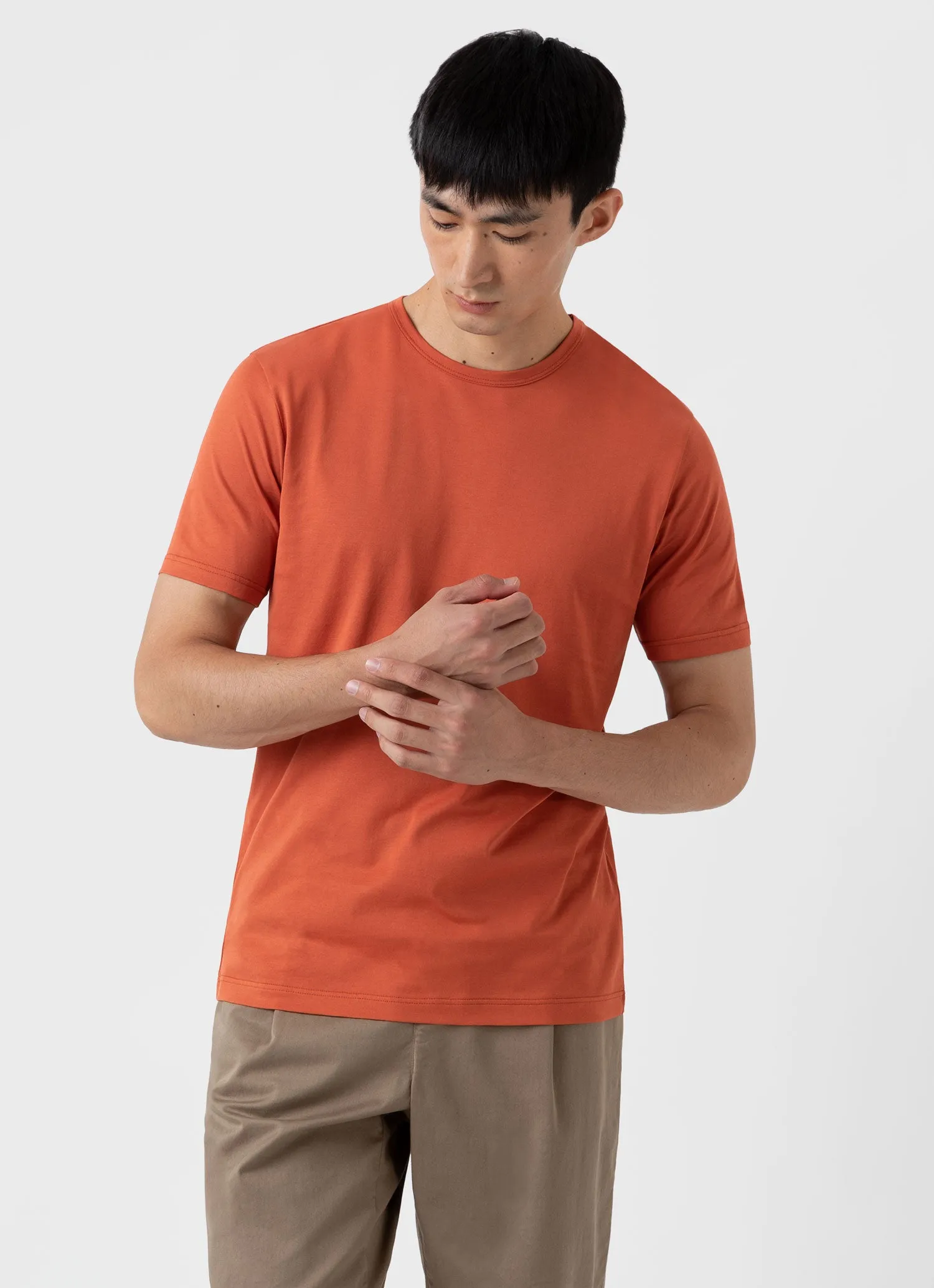 Men's Classic T-shirt in Burnt Sienna sold by Sunspel product image thumbnail 4