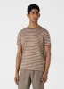 Men's Classic T-shirt in Dark Sand/Ecru Tramline Stripe sold by Sunspel