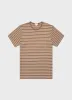 Men's Classic T-shirt in Dark Sand/Ecru Tramline Stripe sold by Sunspel