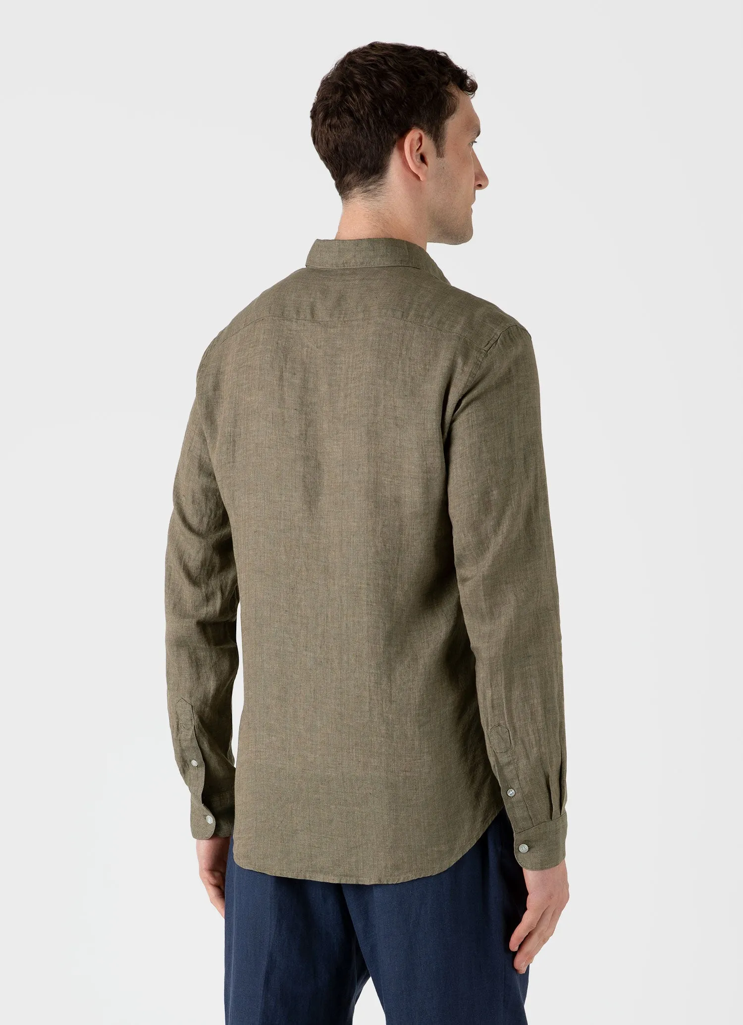Men's Linen Shirt in Khaki sold by Sunspel product image thumbnail 5